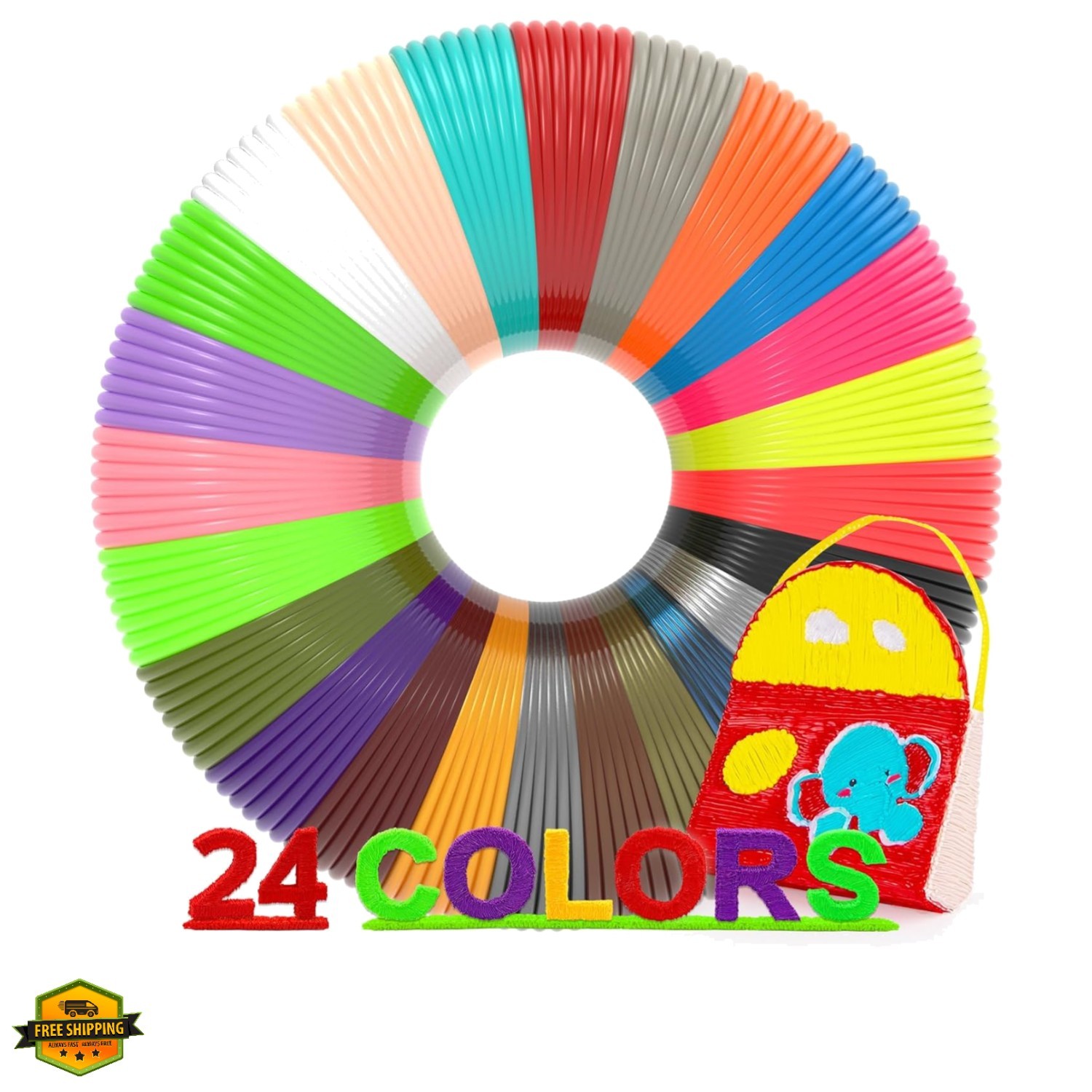 3D Printing Pen Refills PLA Filament 1.75mm 24 Vibrant Colors 240 Feet, Each ...
