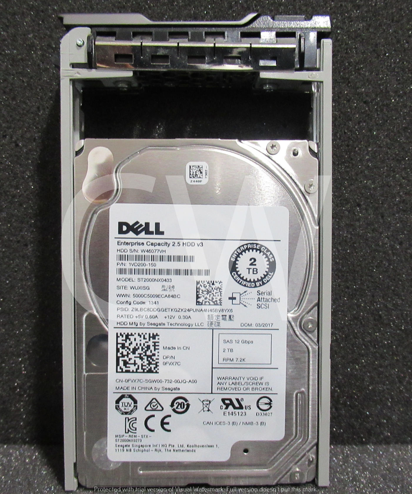FVX7C ST2000NX0433 Dell ENT 2TB 7.2KRPM 12Gb/s 2.5" SAS HDD Hard Drive 0-H0URS