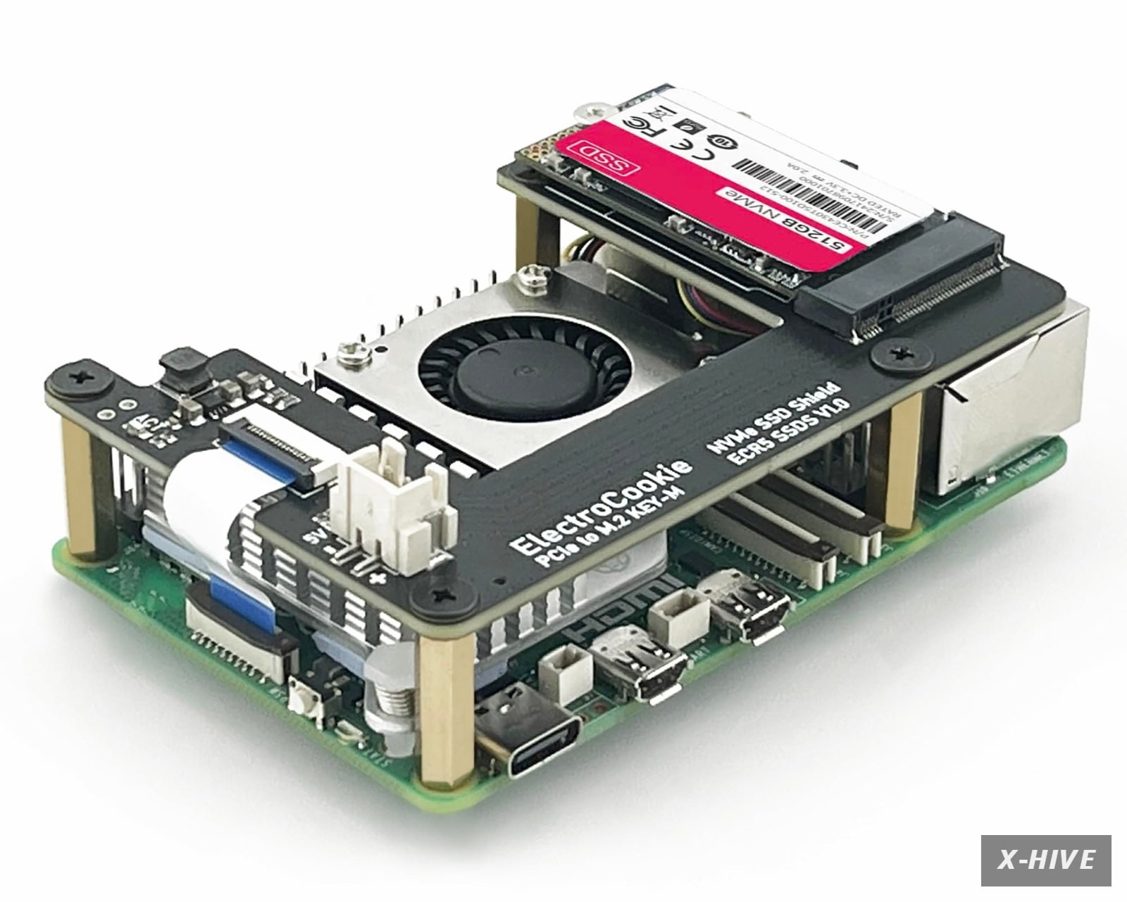 Electrocookie Pcie to M.2 Nvme SSD HAT Board for Raspberry Pi 5 – Supports Key-M