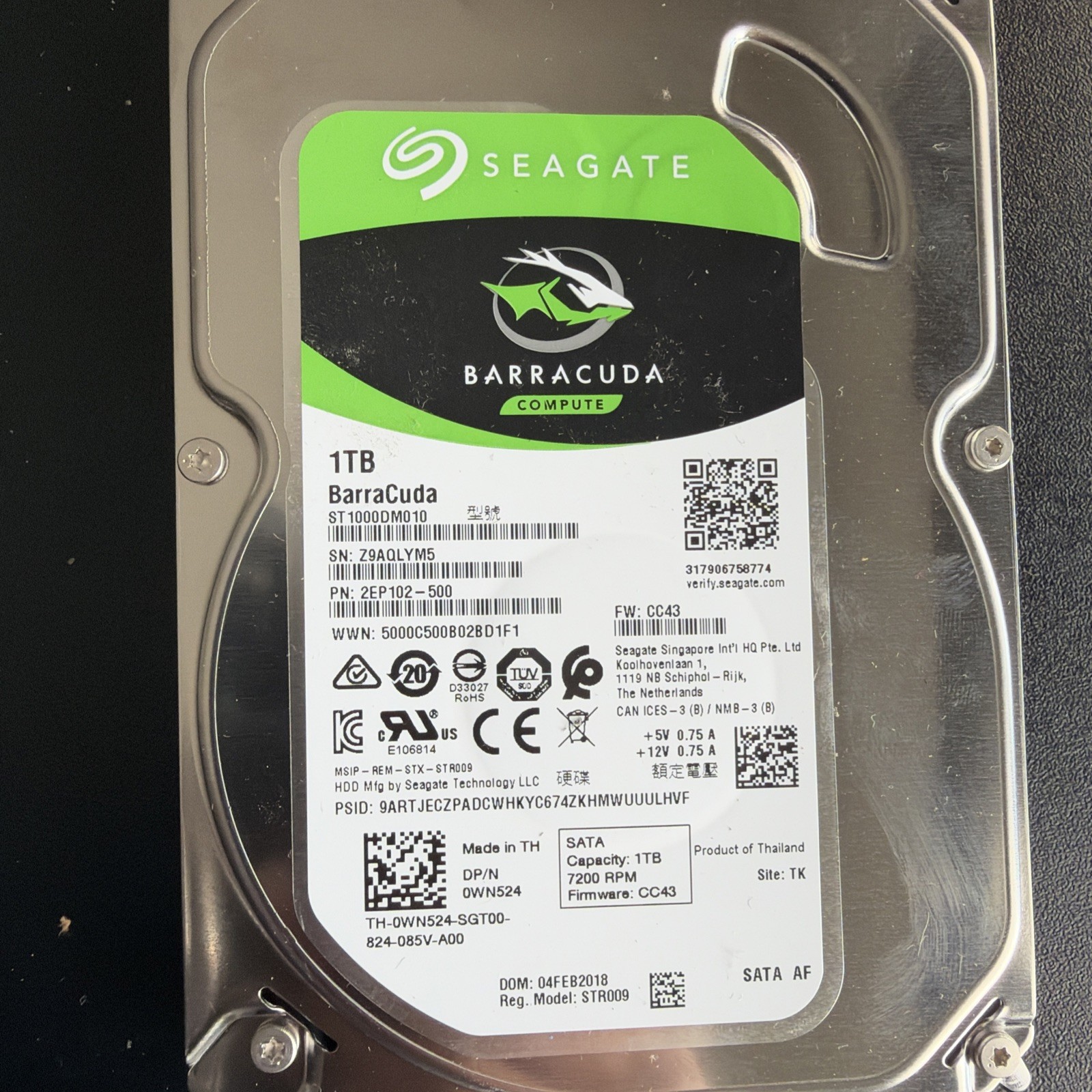 Seagate Barracuda Compute 1TB (ST1000DM010) Internal Hard Drive