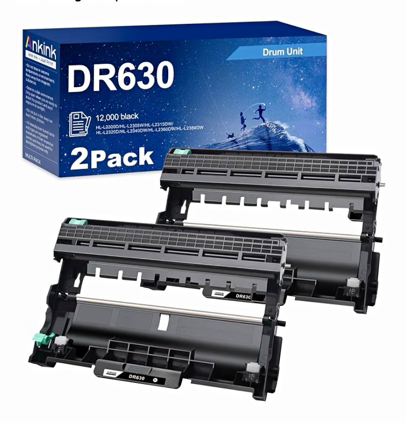 Ankink DR-630 Drum Unit 2 Pack for Brother HL-L2300D HL-L2340DW MFC-L2700DW