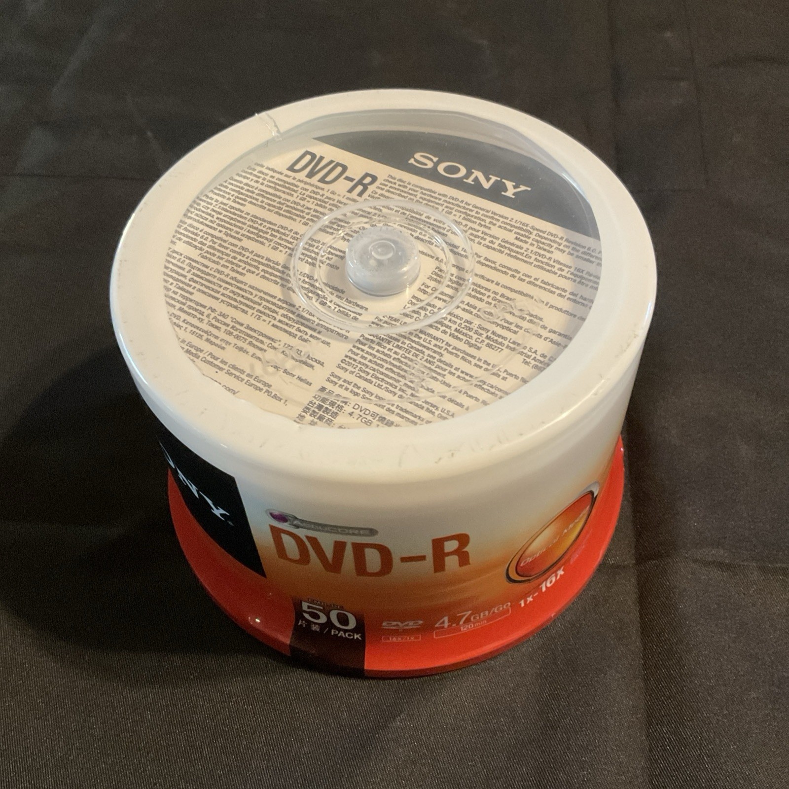 NEW Sony DVD-R 4.7GB 120 Min 16X DVD-R Blank Media Disc 50 Pack SEALED
