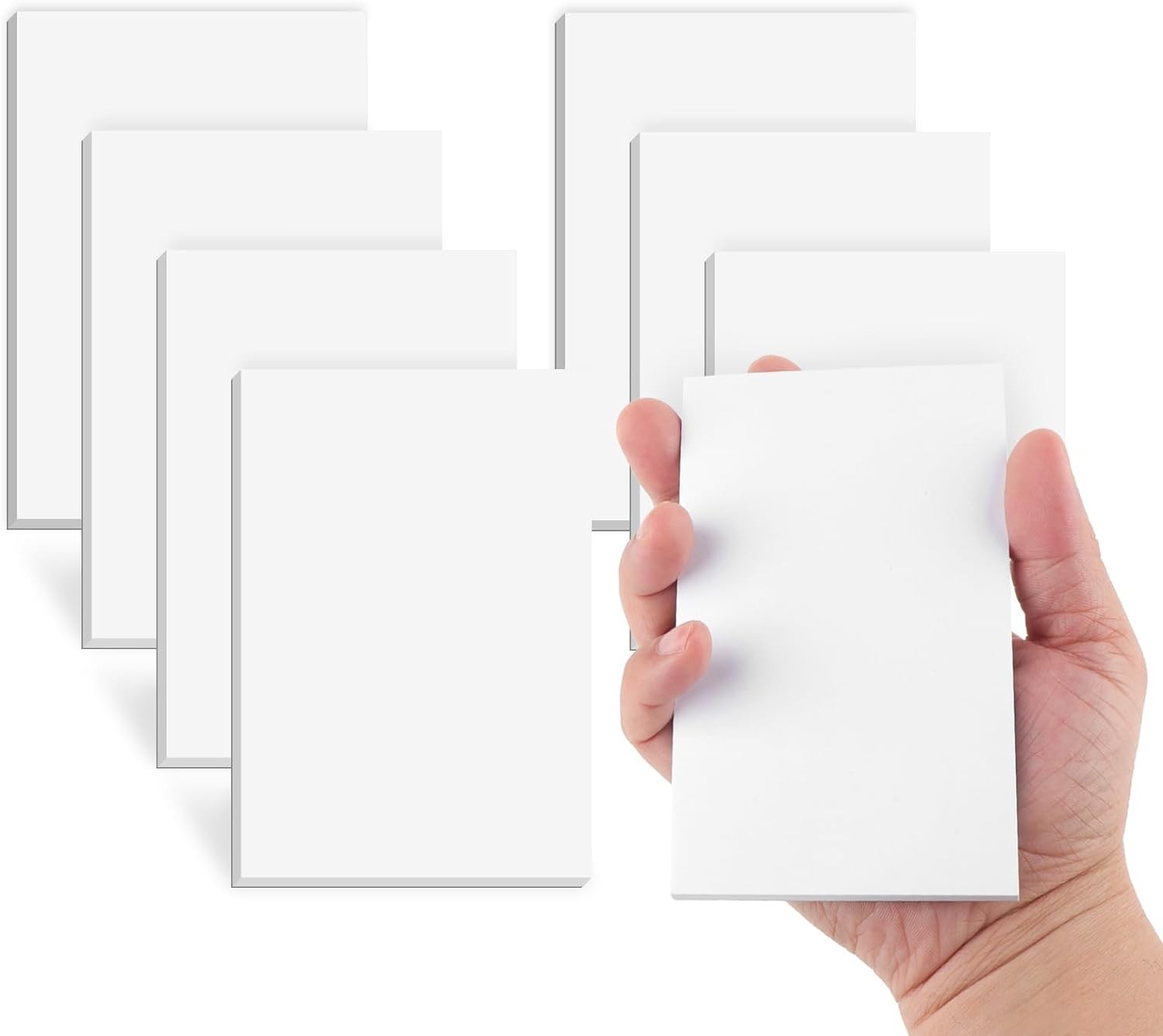 Note Pads 3x5 In, 8 Pack Blank Notepad, White Scratch for 3x5, 