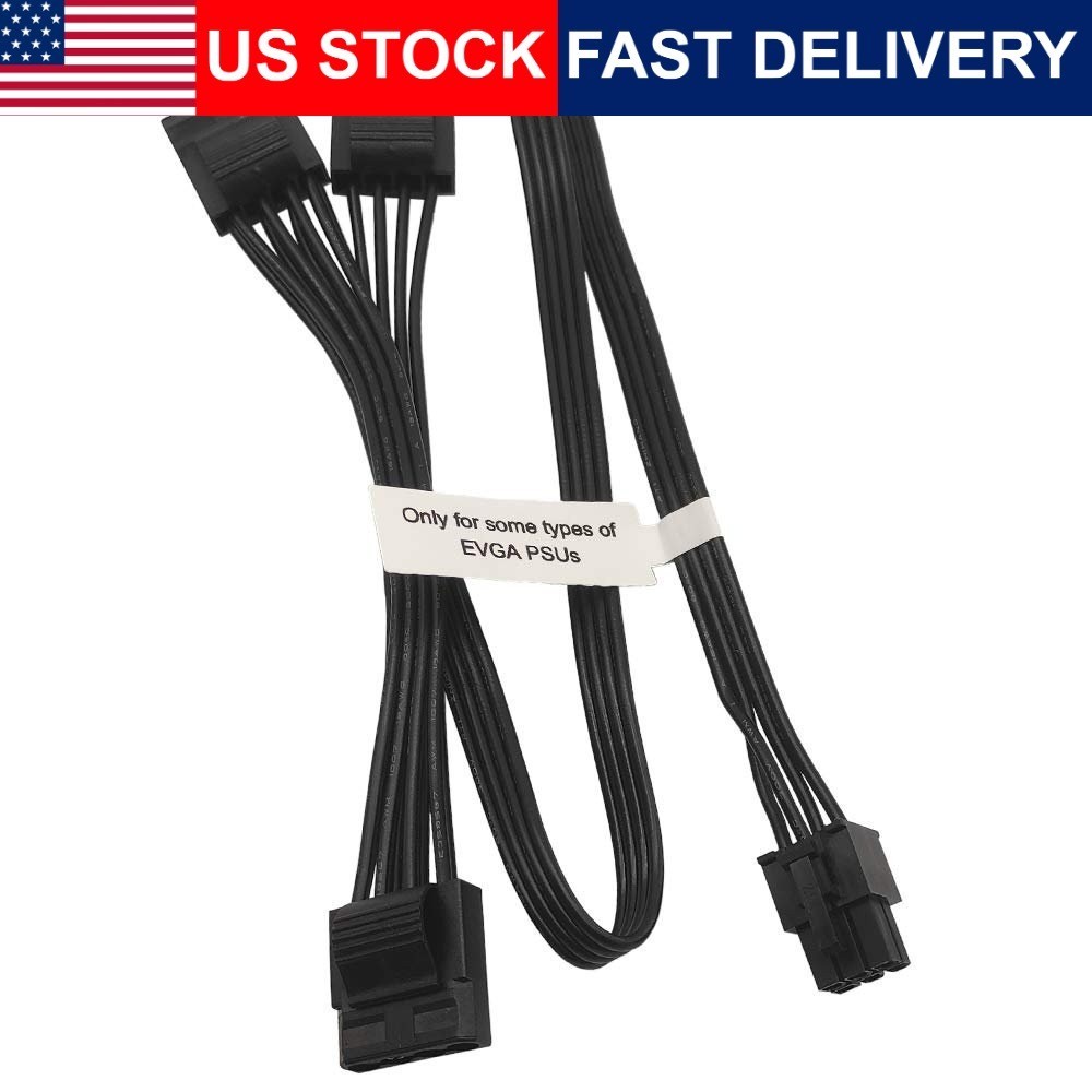 6 Pin To 3x 4 Molex Power Cable EVGA PSU Adapter Splitter 20in 50cm 18AWG Hard