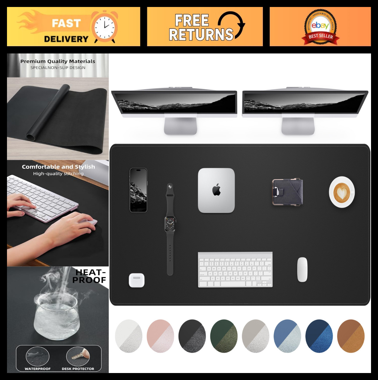Extra Large Non-Slip Desk Mat 63"x17" - Oversized Waterproof Pad for Home & Offi