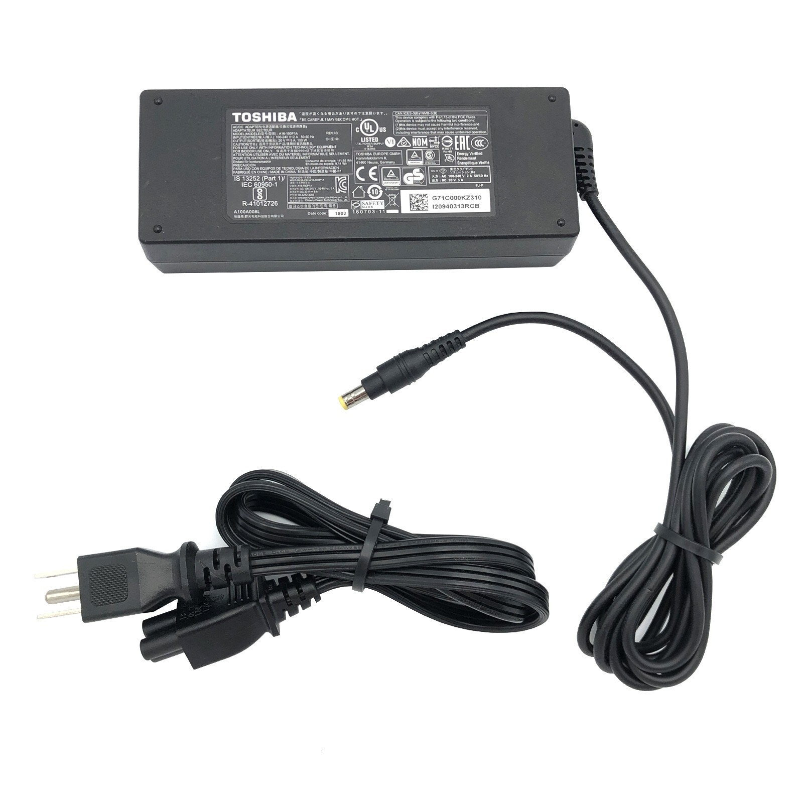 Genuine Toshiba 100W Power Adapter for Plugable Dock UD-CAM Docking Station