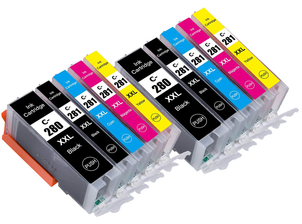 10PK PGI 280 CLI 281 XXL Ink Tanks + chip for Canon TR8622 TR8620 TS9520 TS9521C