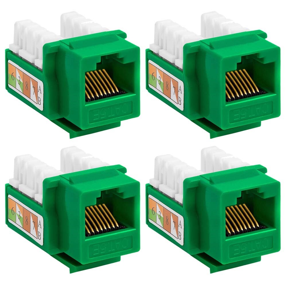 4x Cat5e RJ45 110 Punch Down Keystone Jack Network Ethernet LAN Wall Plate Green