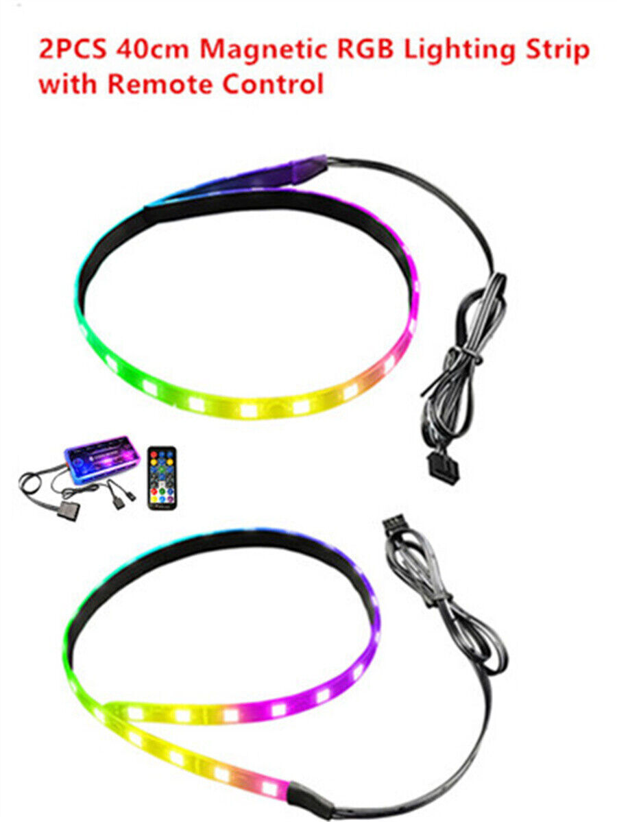 2PCS 40cm Magnetic RGB Lighting Strip With 5V 3Pin ARGB Remote Control