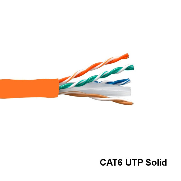 Kentek Orange 1000ft Cat6 UTP Solid Ethernet Bulk Cable 23AWG 550MHz Gigabit