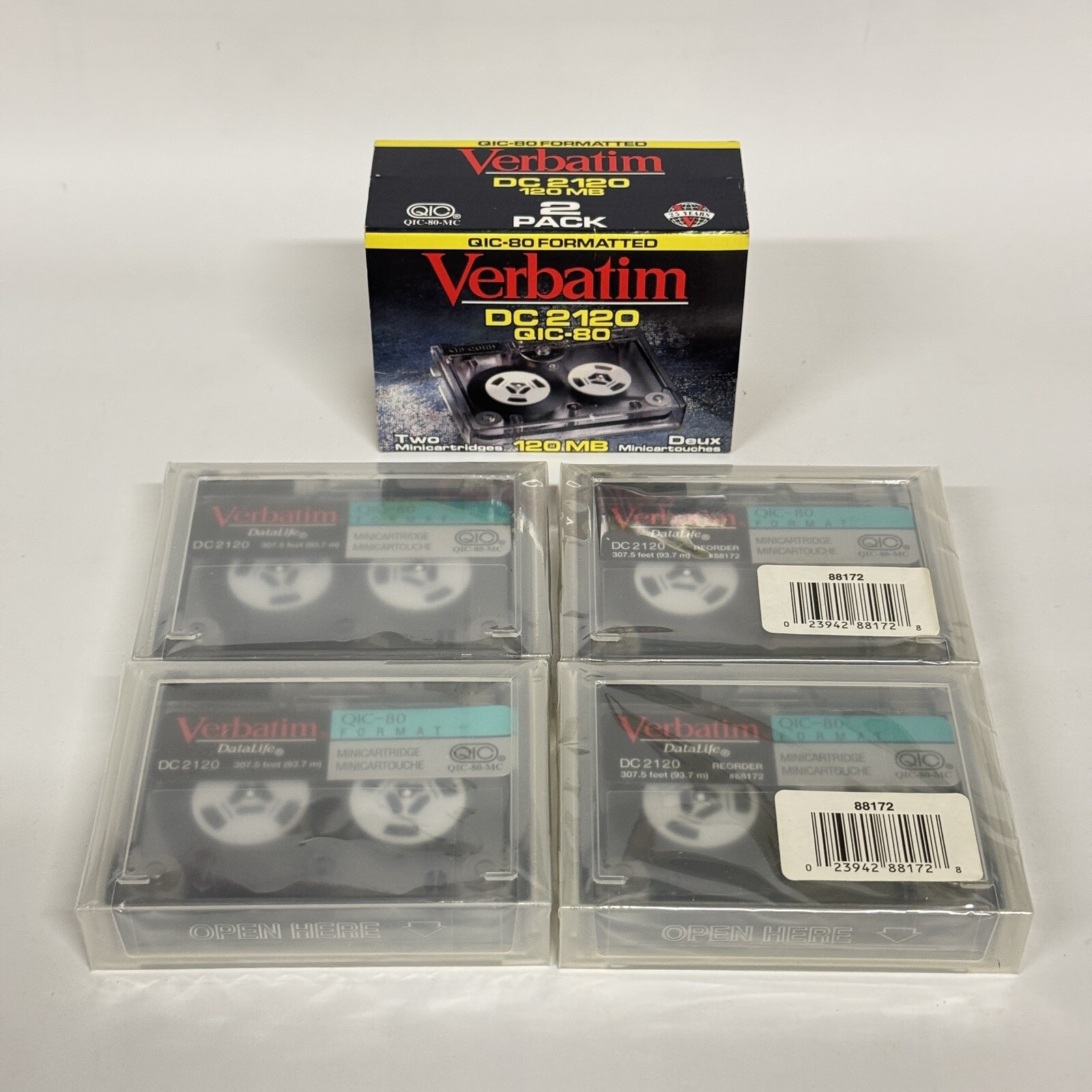 Verbatim Minicartridges Tapes DC2120 QIC-80 Vintage Pack of 4 New