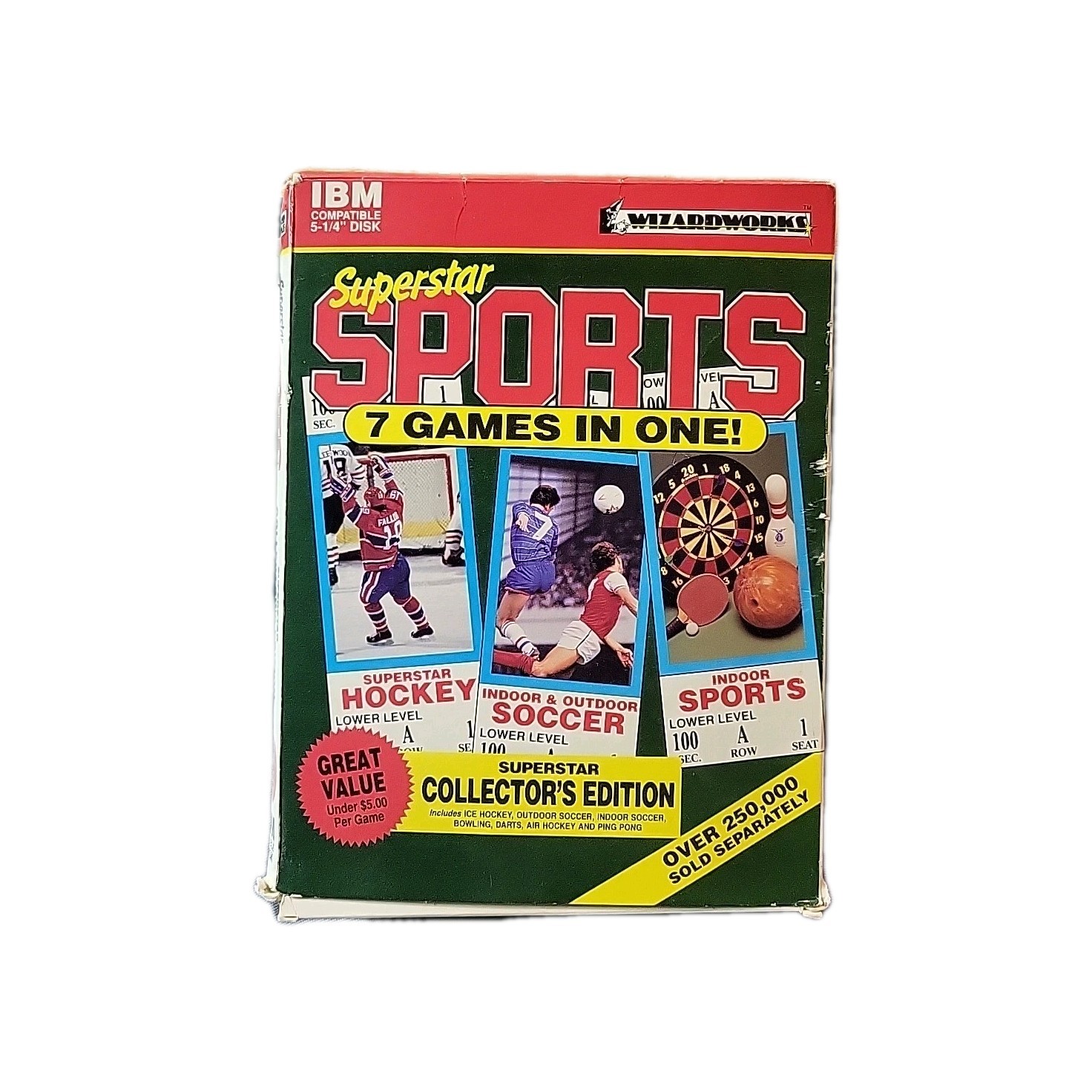 Superstar Sports 7 Games In One IBM Compatible 5 1/4" Disks Original Packeging