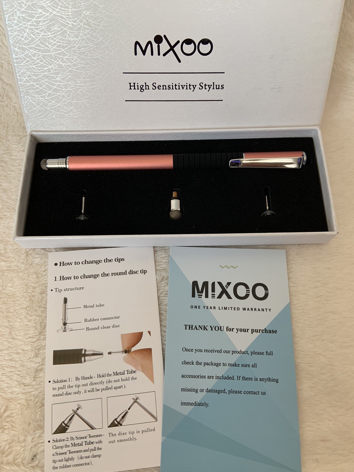 Mixoo 2-in-1 Precision Disc & Fiber Stylus with 3 Replaceable Tips for Capacitiv
