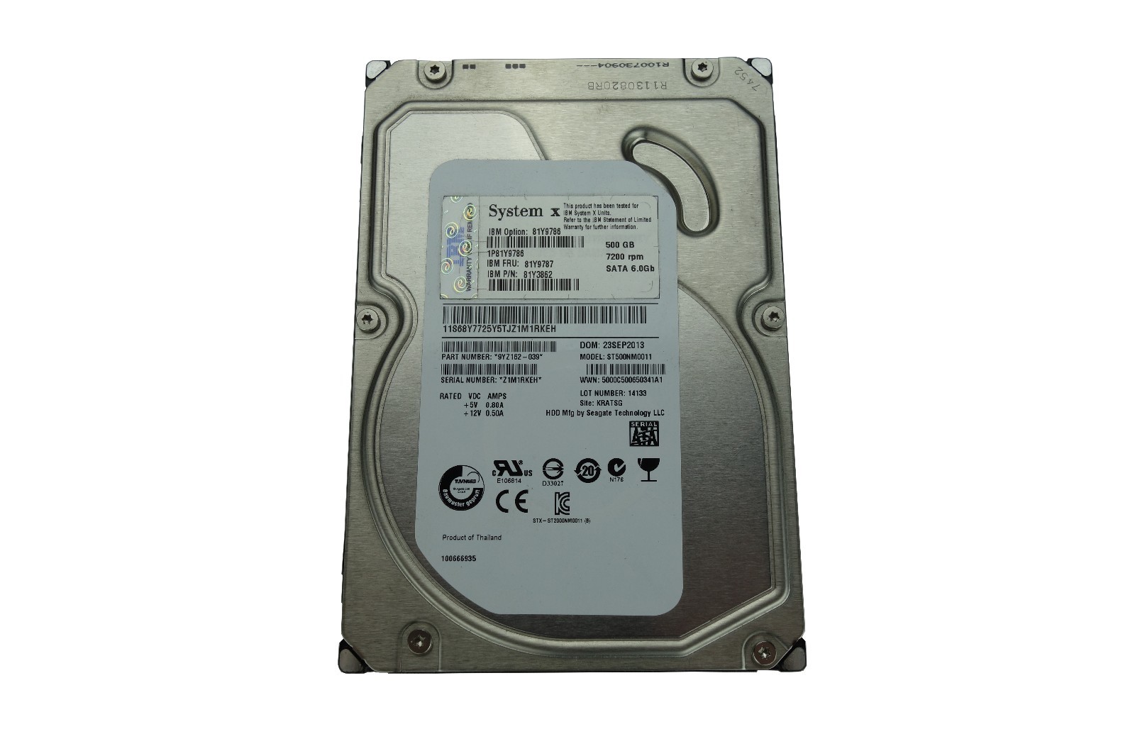 IBM 500GB 7.2K SATA 3.5" Hard Drive 81Y9787