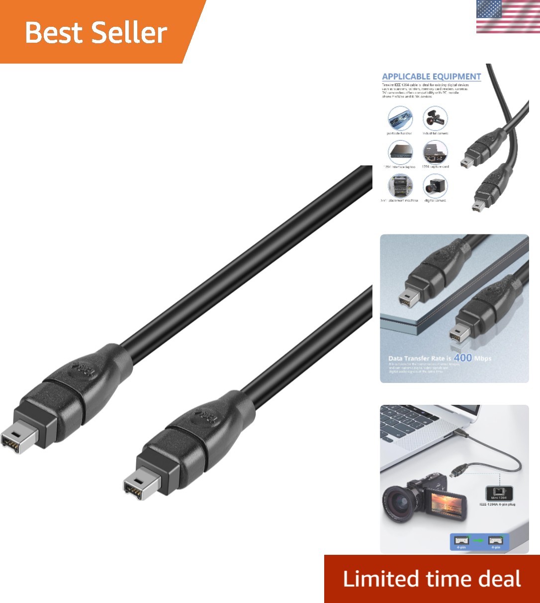 IEEE 1394 FireWire iLink 4 Pin Cable - Reliable Video & Audio Data Transfer