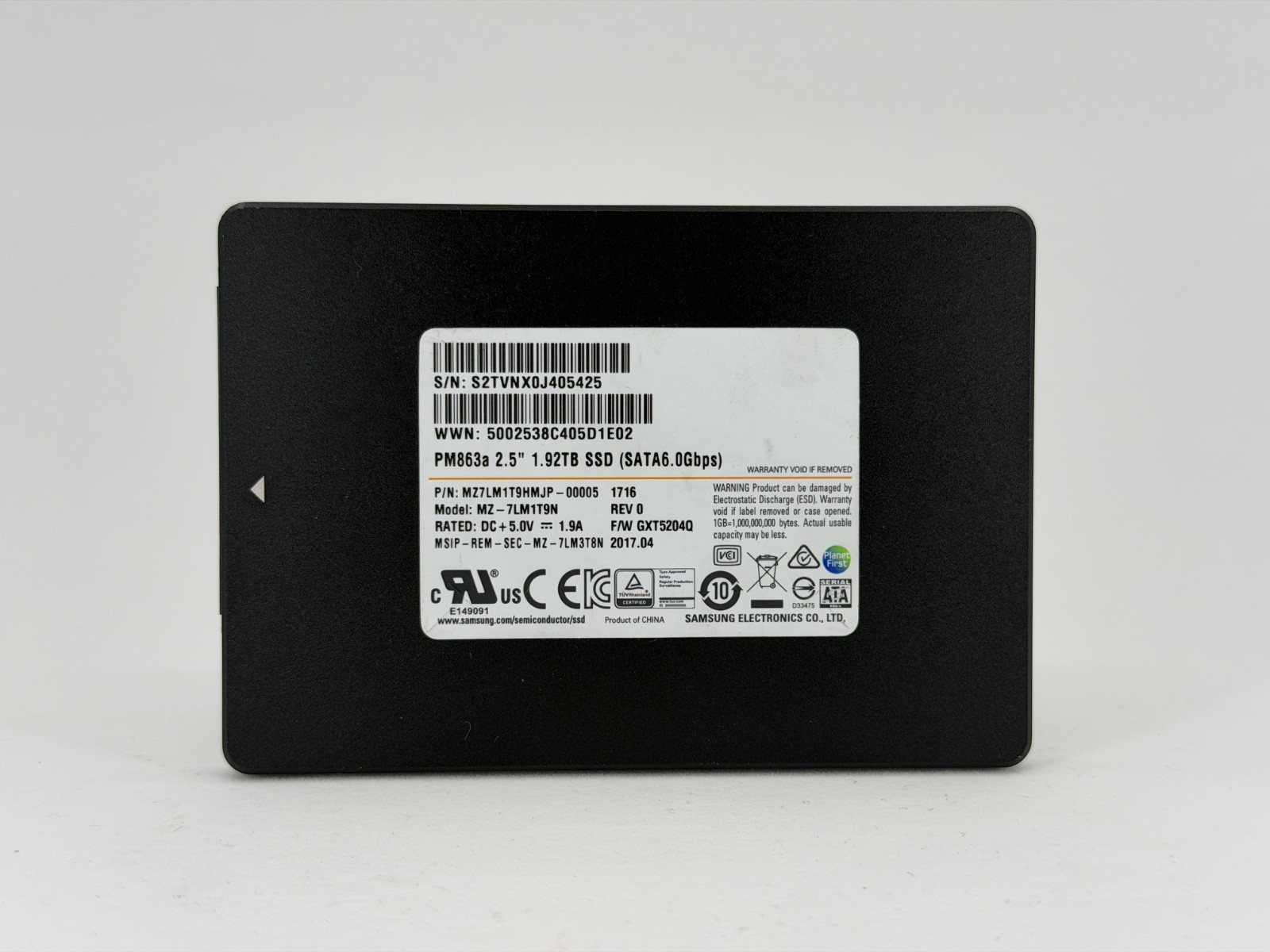 Samsung PM863a 1.92TB 2.5" Enterprise SATA SSD (MZ7LM1T9HMJP) - Preowned