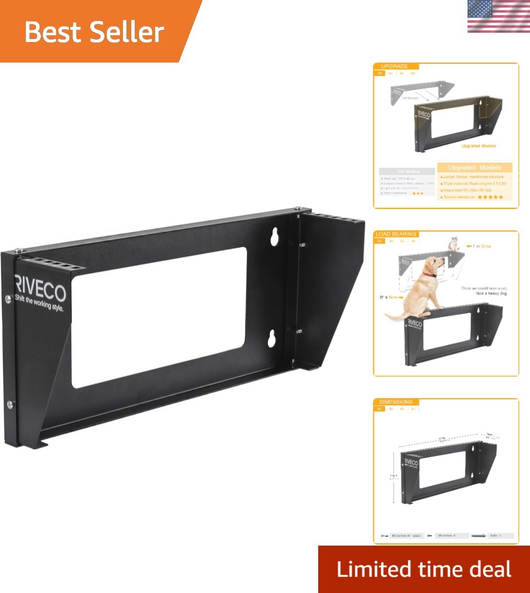 2U Wall Mount Rack for Network| Reinforced Heavy Load 66-99 LBS Small Server ...
