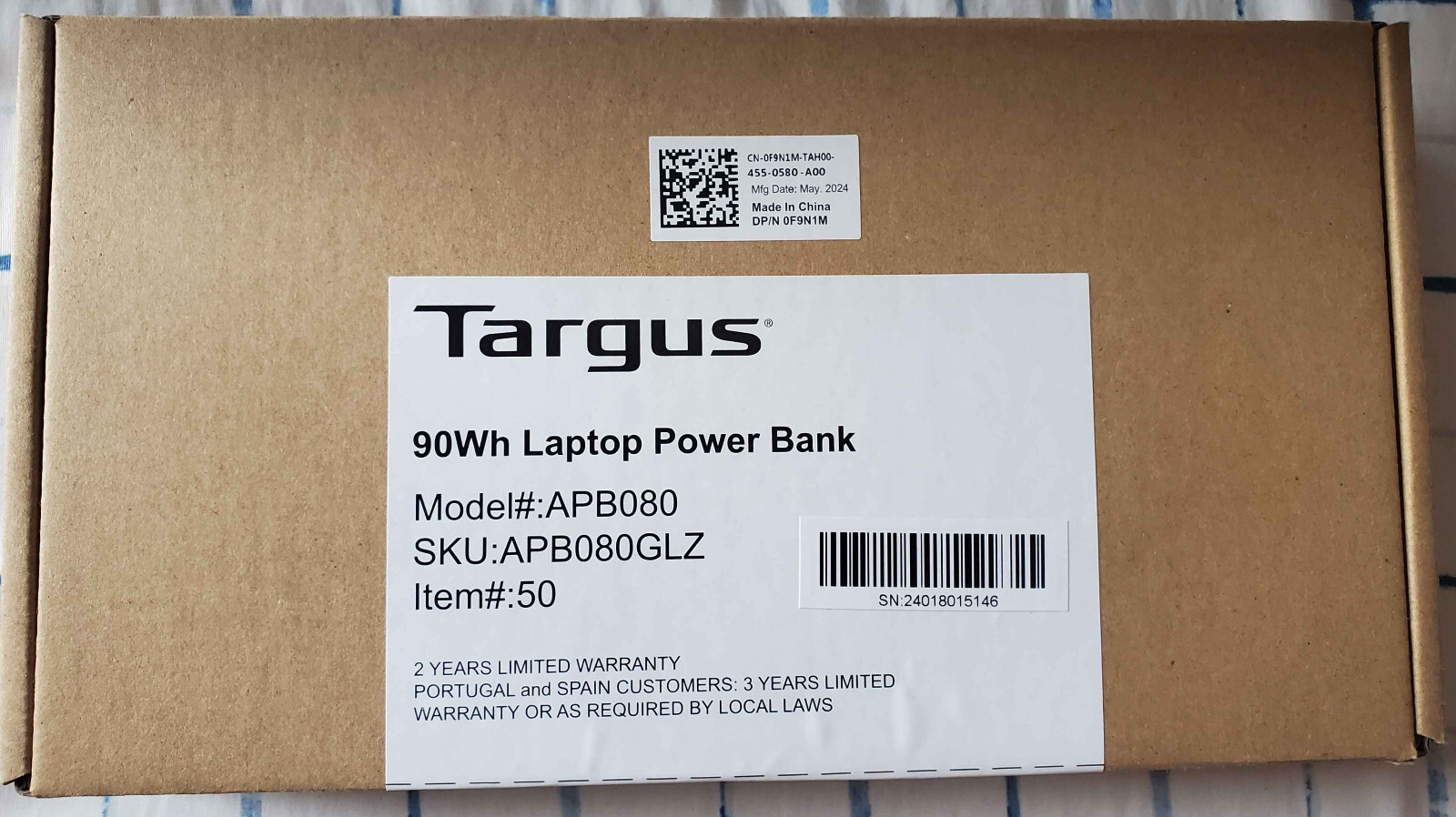 Targus APB080 90Wh 5000mAh 18V Power Bank with Adapter & Power Delivery NEW