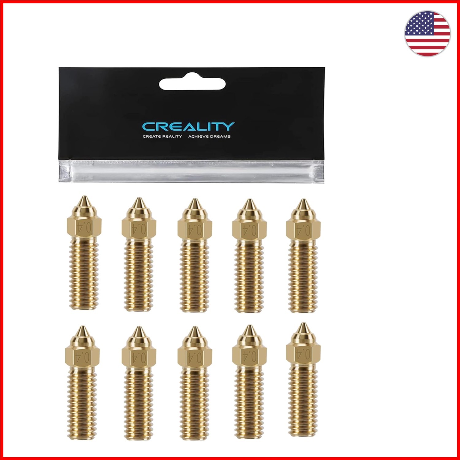High Quality 10PCS Brass Nozzles Kit 0.4mm for Optimal 3D Printing Performance