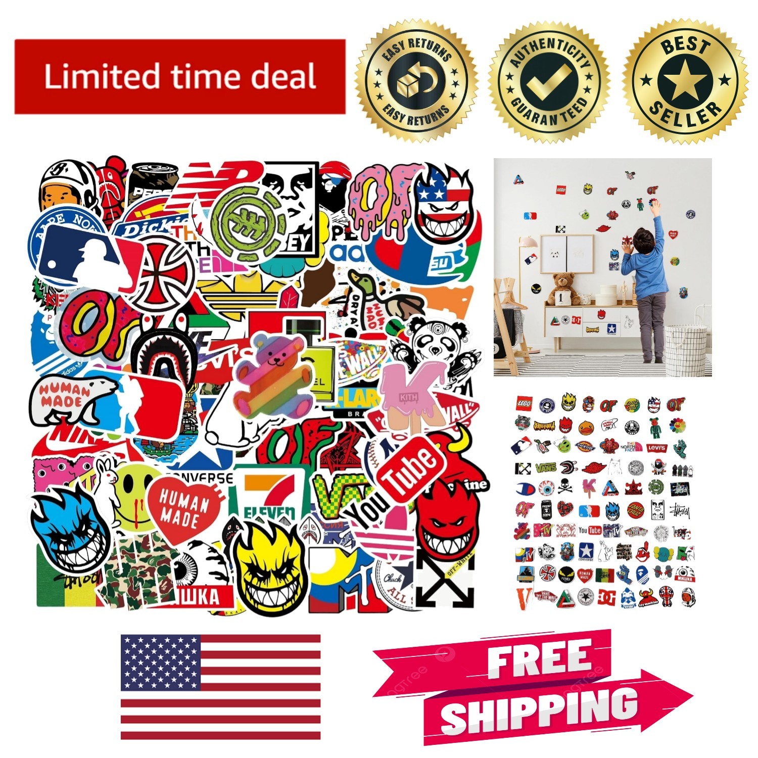 101-Pack Waterproof Vinyl Stickers - Perfect for Creative Projects