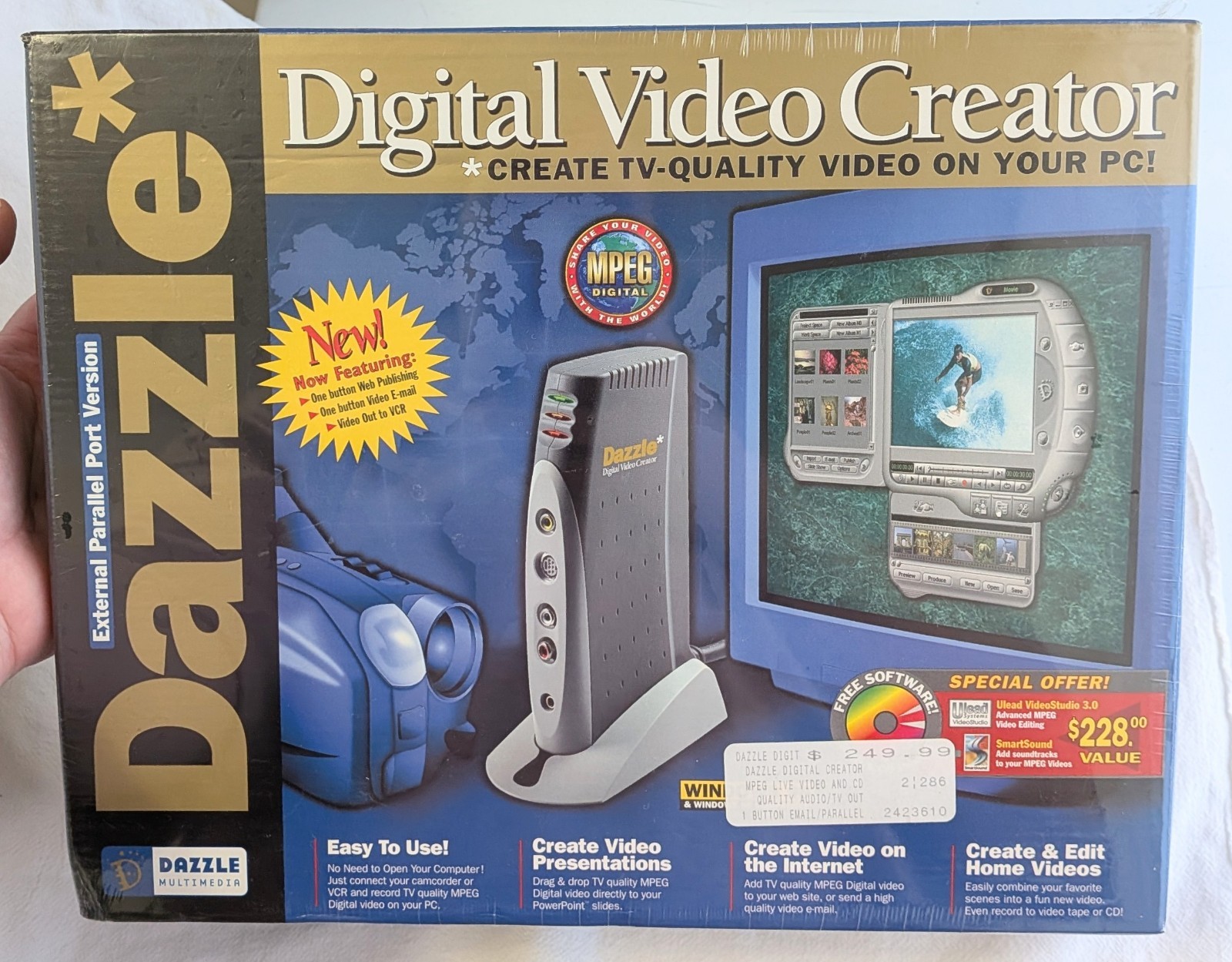 Vtg Dazzle Digital Video Creator New In Box External Parallel Port Version