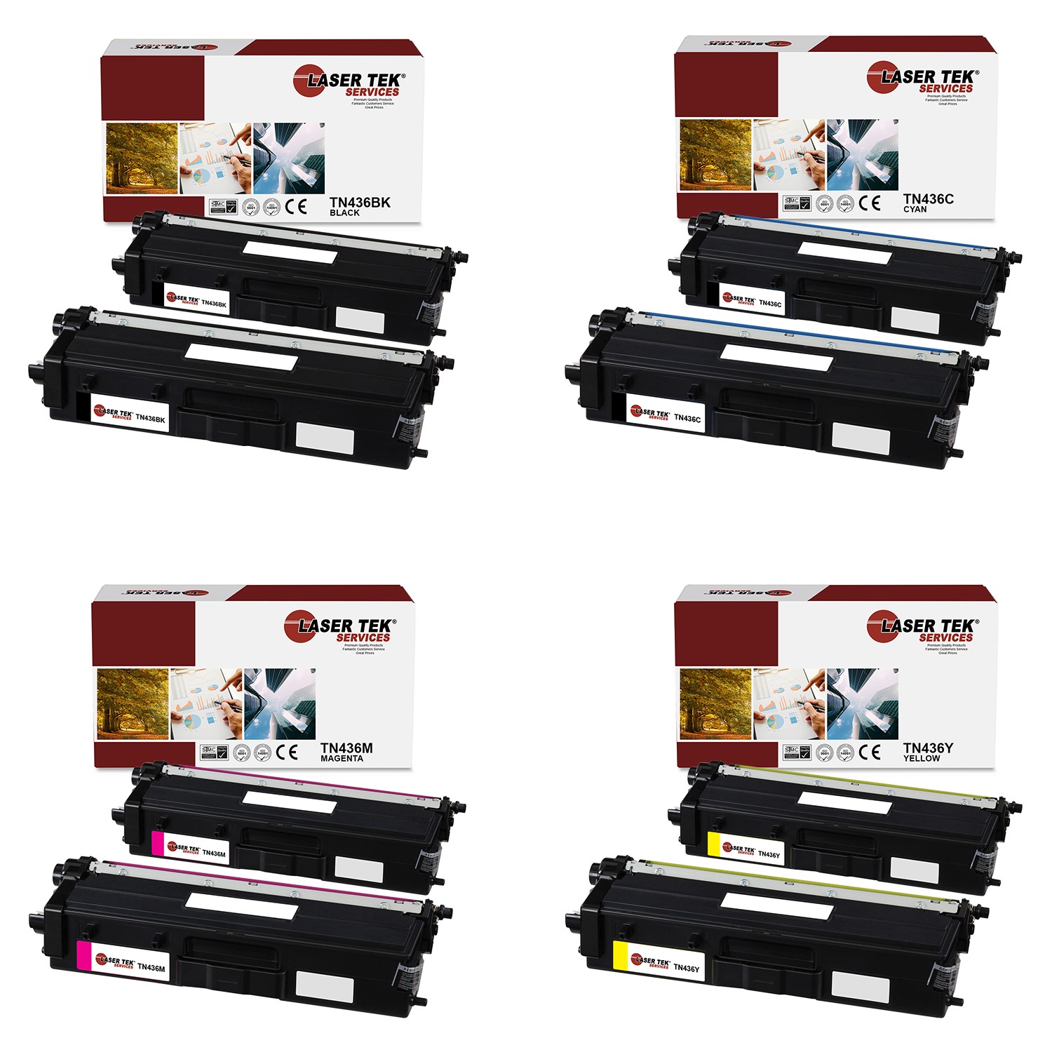 8Pk LTS TN-436 BCMY Hi-Yield Compatible for Brother HLL8260CDW L8360CDWT Toner