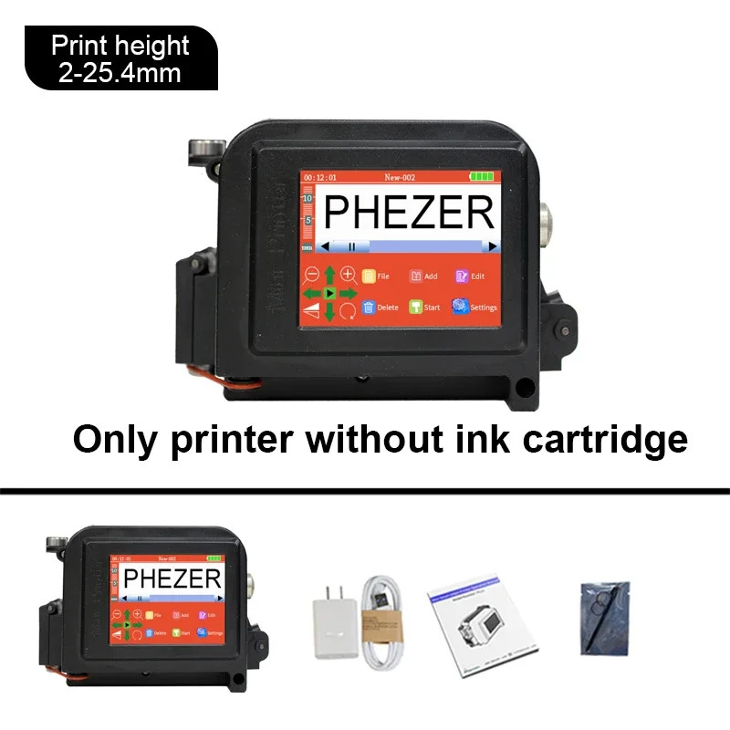 PC11Plus Handheld Inkjet Printer 12.7/25.4mm Dual-Size Smart Mini Printer QR Bar