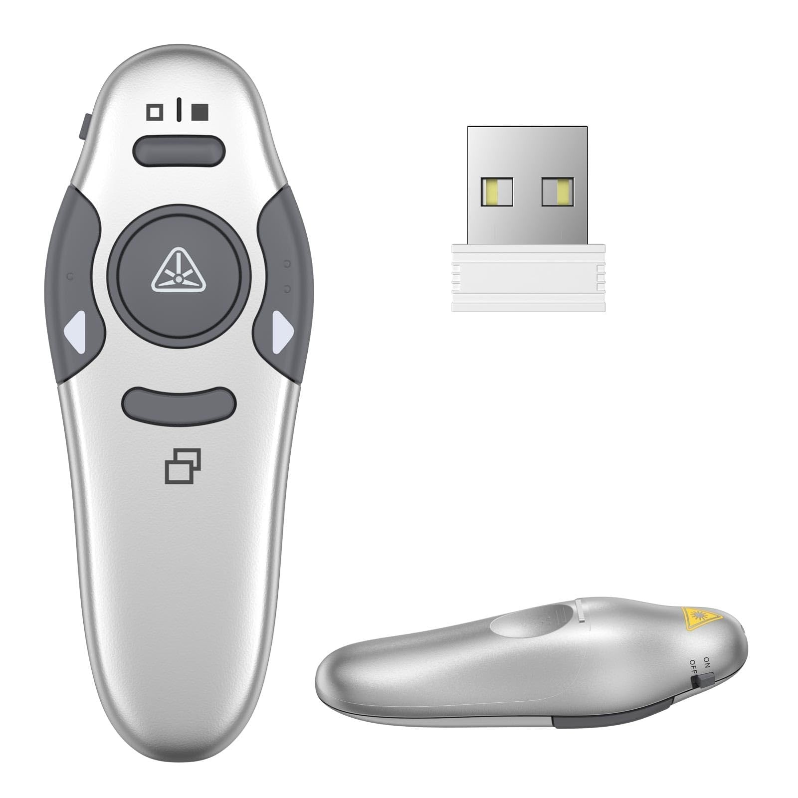 Presentation Clicker Wireless Presenter Remote, Silver, A