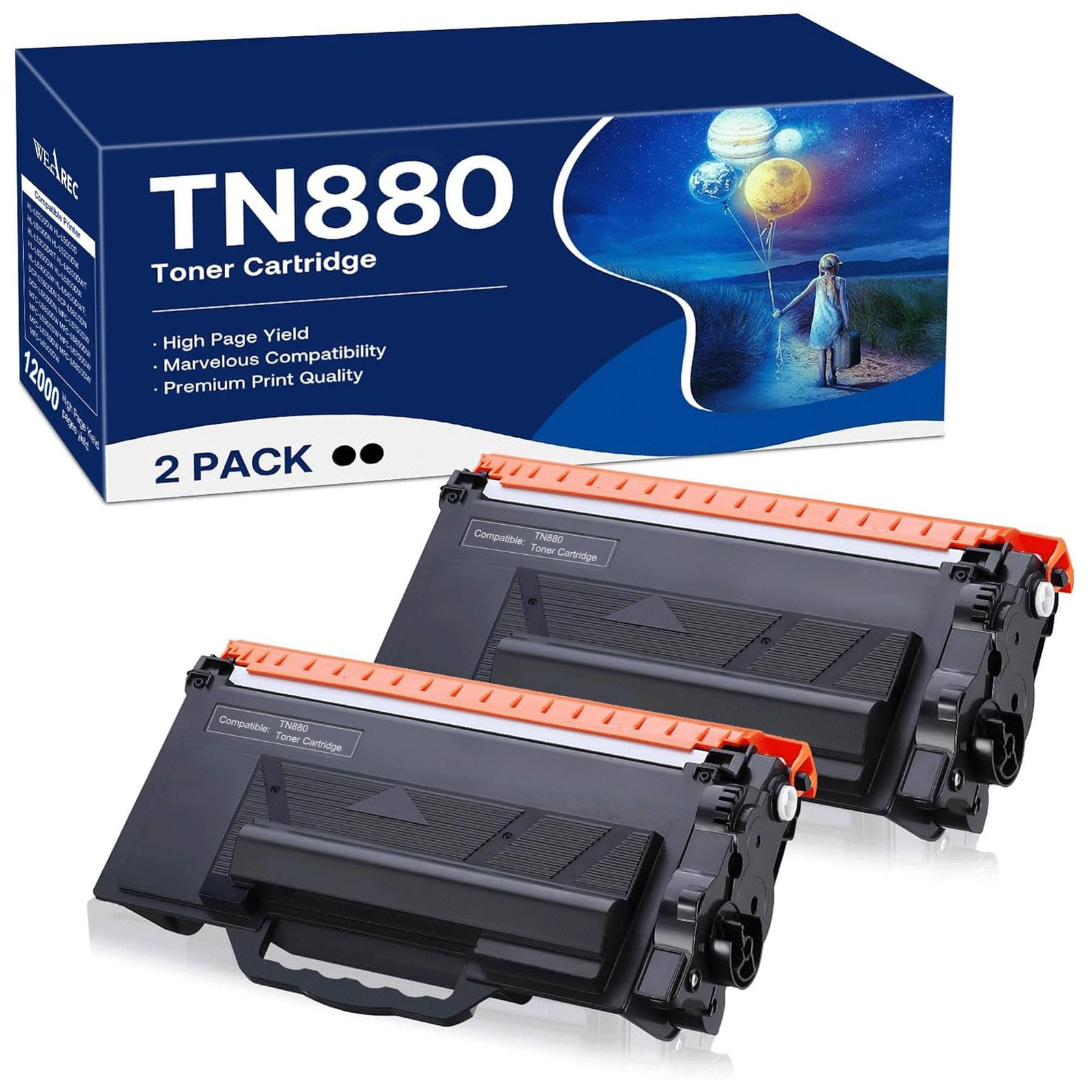 TN880 Toner Cartridge for Brother TN 880 TN850 TN820 Page Yield Up to 24,000 ...