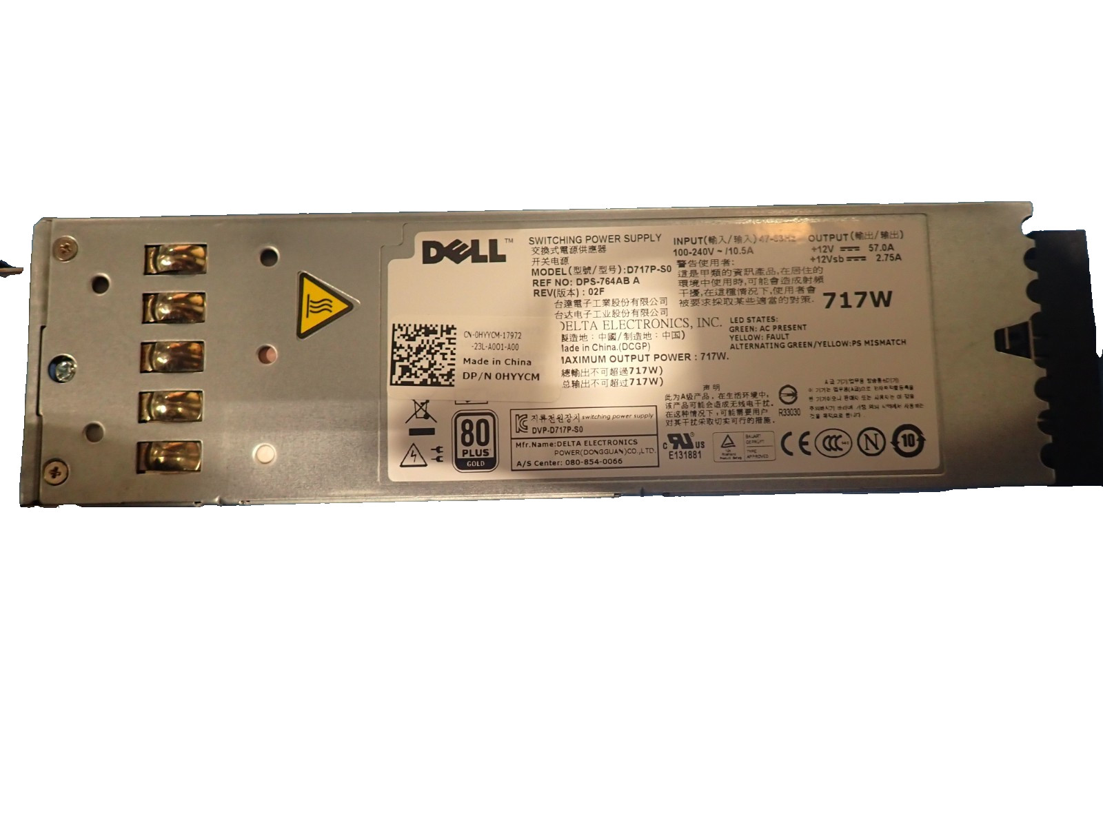 DELL 0HYYCM Hot Swap 717W High Efficiency PSU Server AC Power Supply