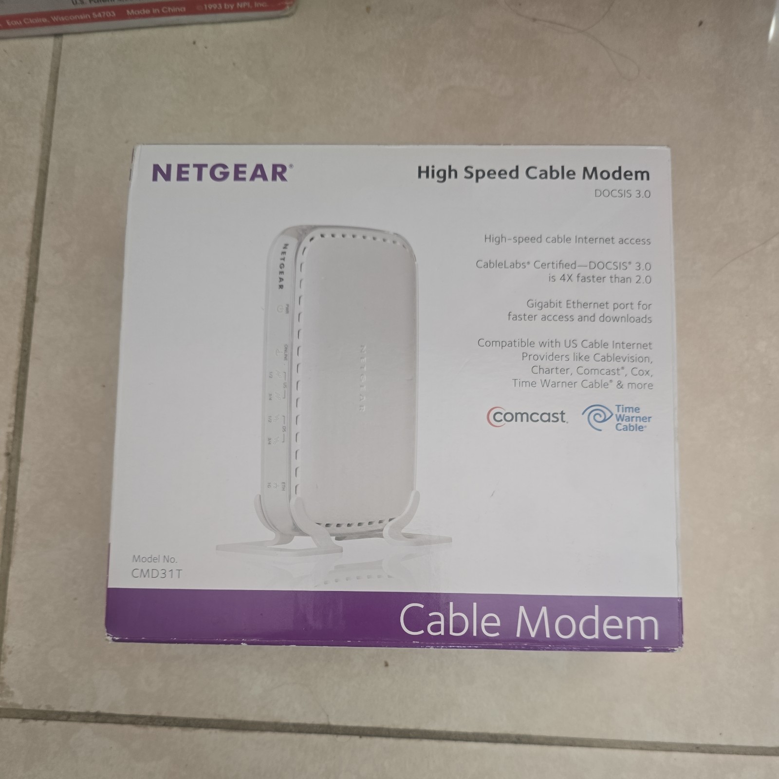 NETGEAR High Speed Cable Modem DOCSIS 3.0 CMD31T-100NAS 153.6 Mbps