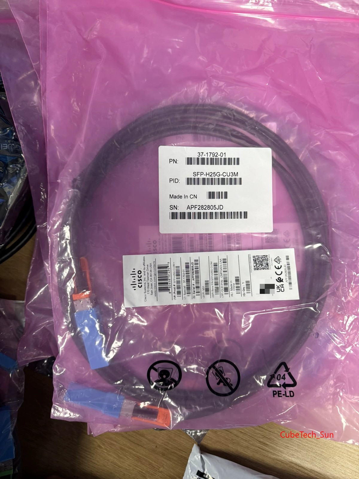 1PC Genuine Original Cisco SFP-H25G-CU3M 25G Base Active Optical SFP 3M Cable