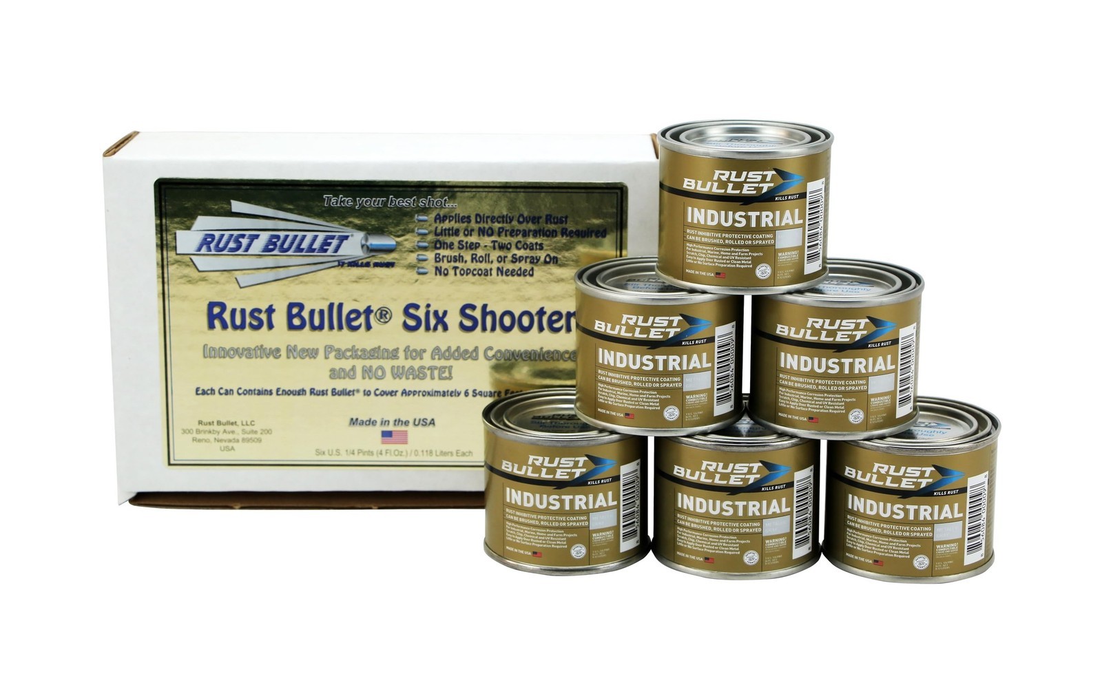 RUST BULLET Industrial - Metallic Gray - Six Shooter (6) 4 Oz Kit - Rust Prev...