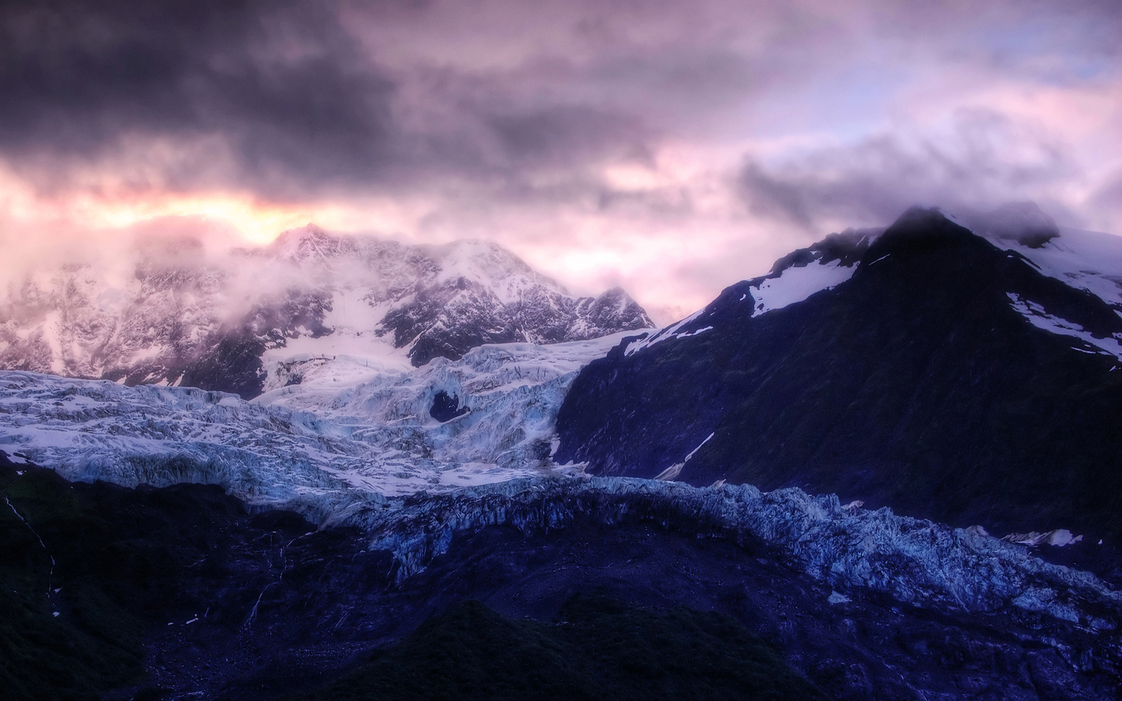 Landscape mountains snow ice nature dark glacier alaska Custom Gaming Mat Desk