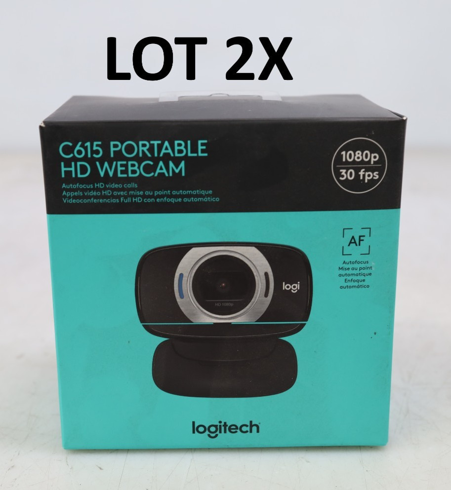 Lot 2x NEW Logitech C615 Portable HD Webcam 1080p Autofocus Black