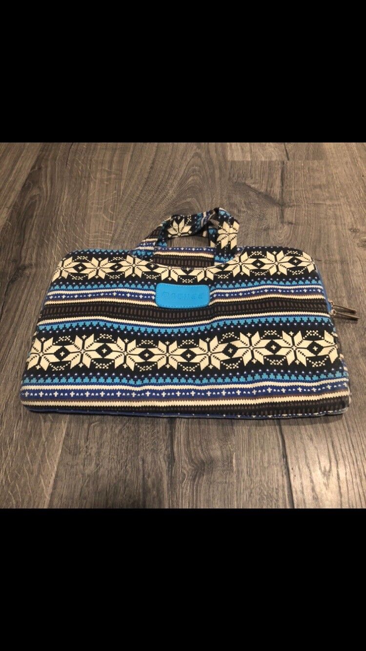 Dachee Turquoise Flowers Patten Waterproof Laptop Shoulder Messenger Bag Case