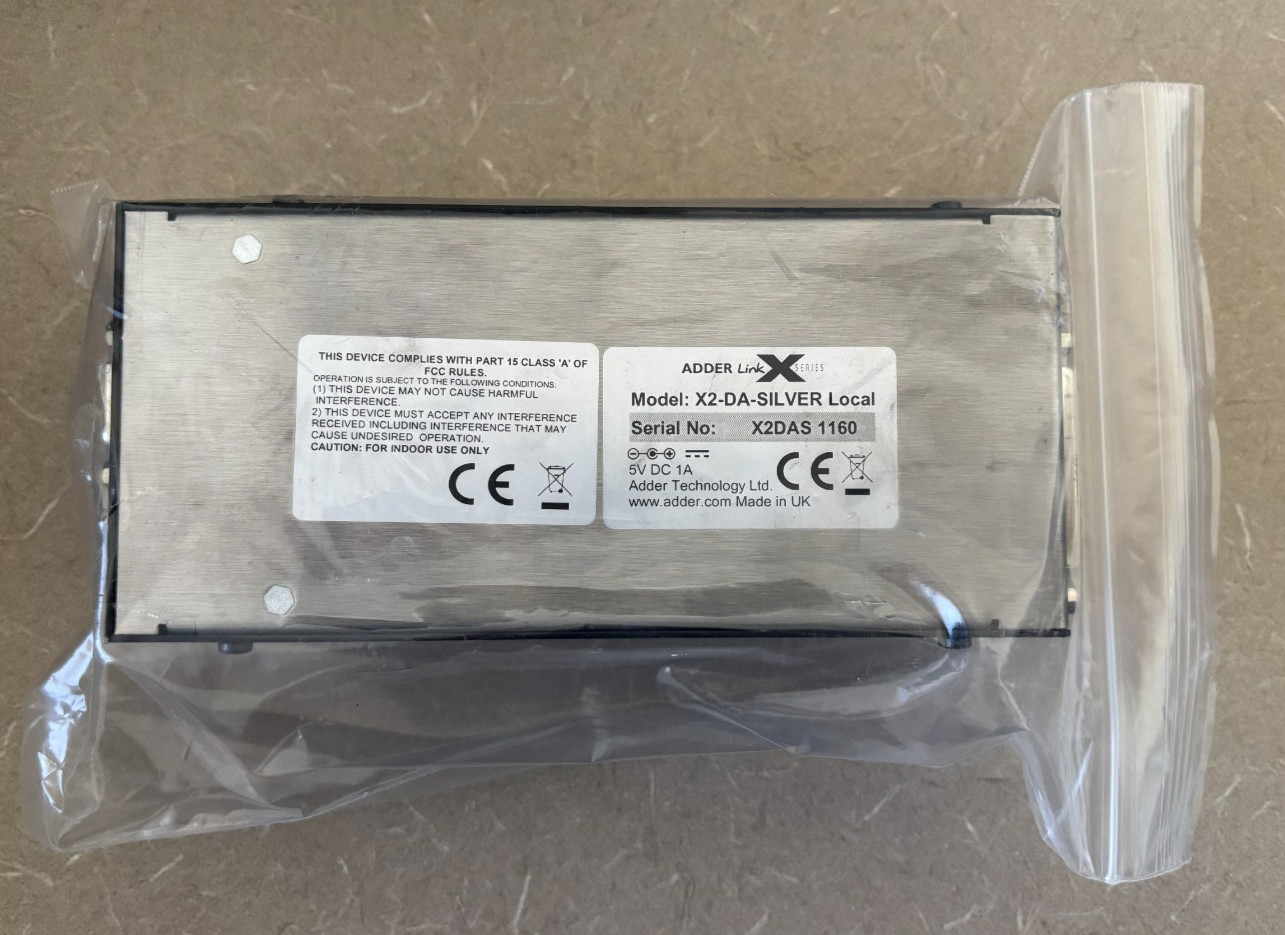 AdderLink X2-DA-SILVER Local KVM Video Extender Transmitter Unit 5V DC
