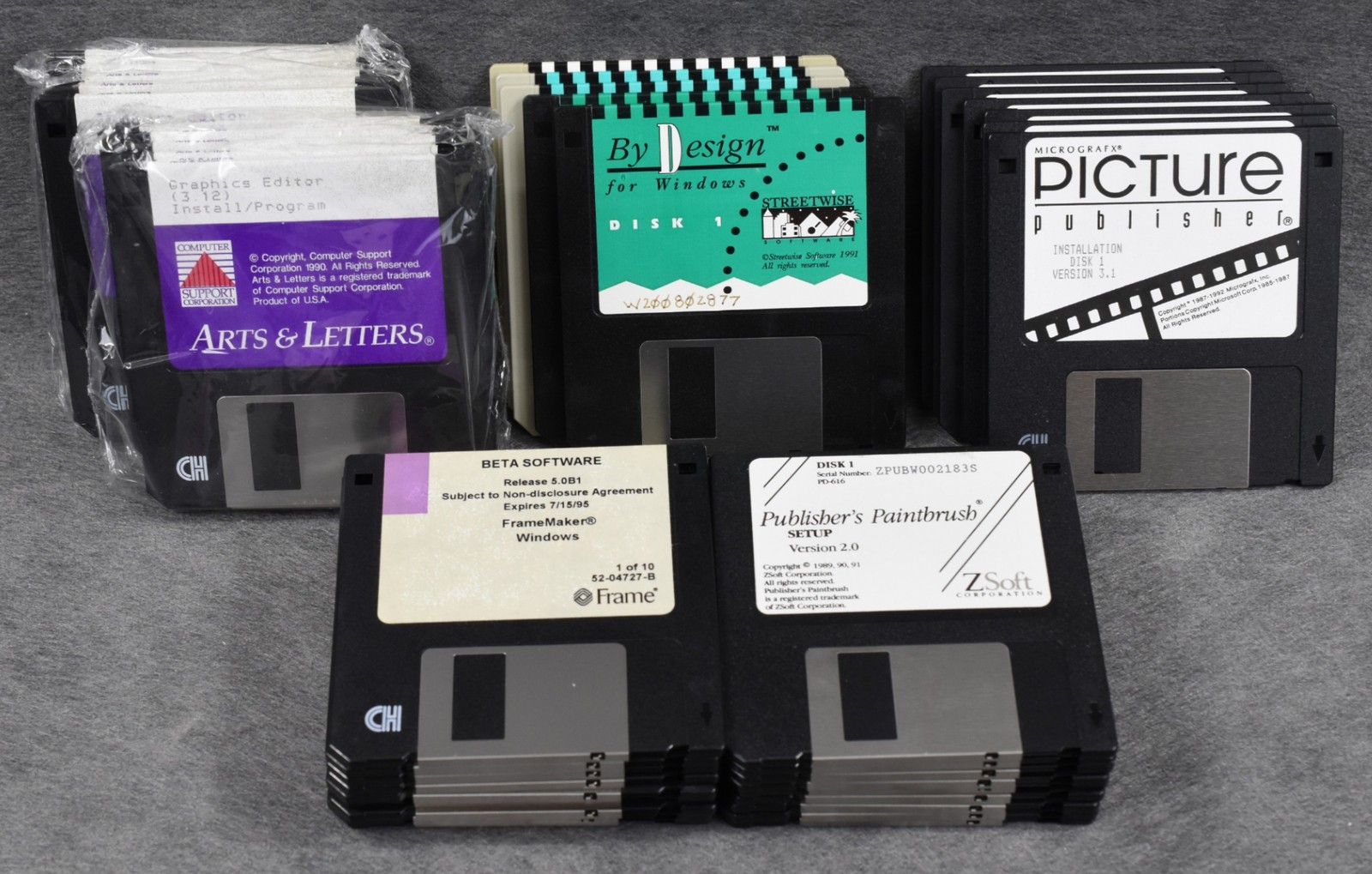Vintage Floppy Disk Lot: FrameMaker Beta 5, Paintbrush, Picture Publisher
