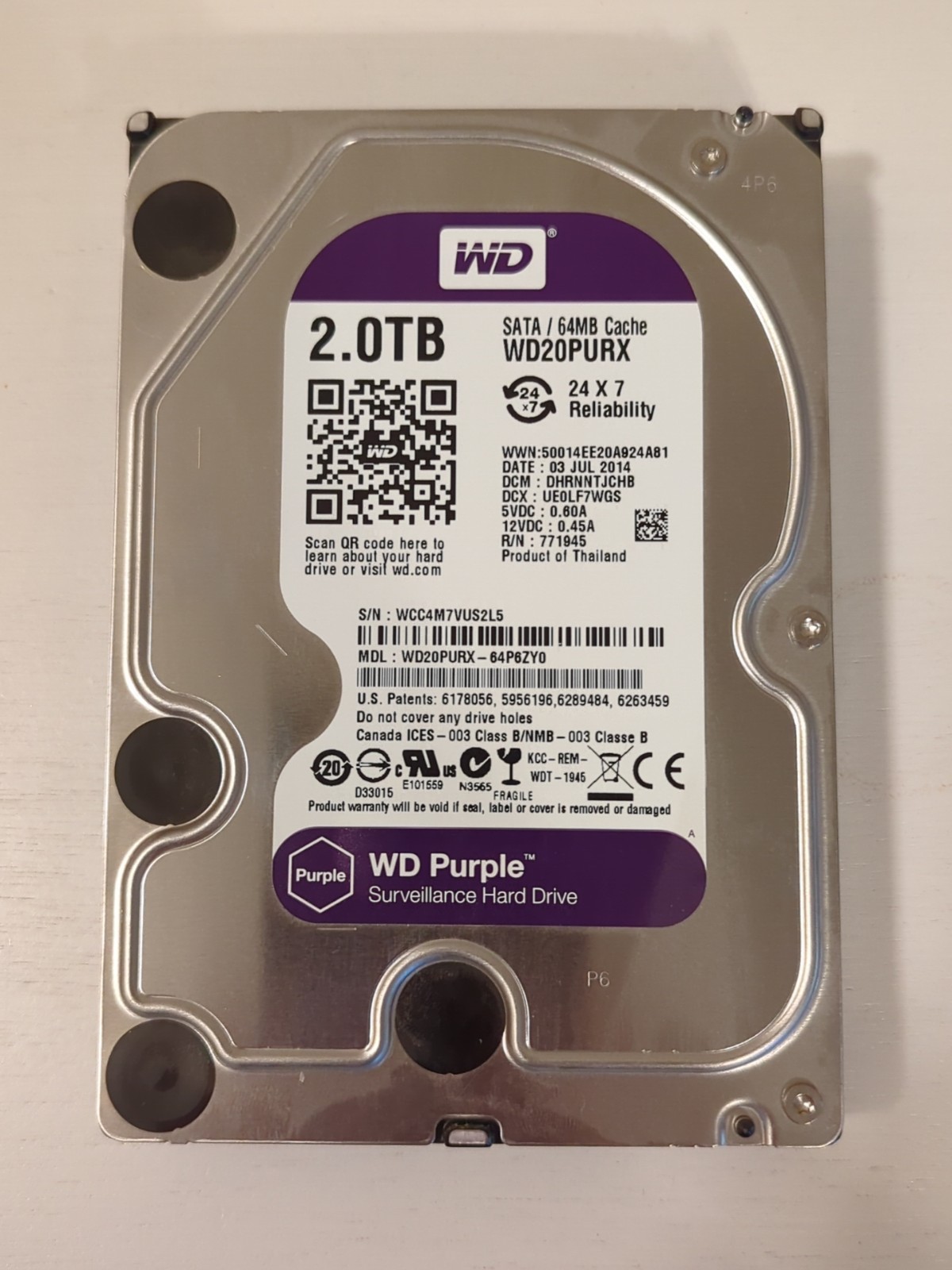 Compatible Western Digital WD20PURX 2TB 5400RPM SATA 3.5" Internal Desktop HDD