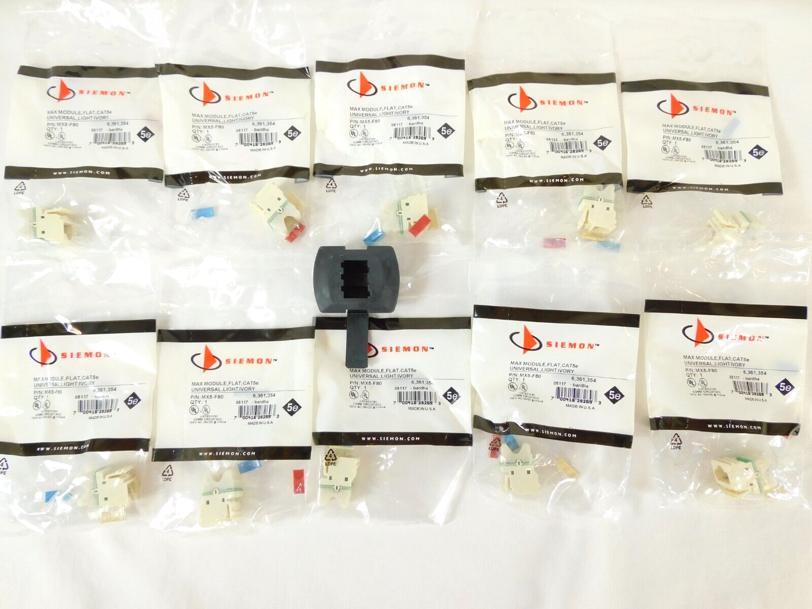 Category 5e MX5-F80 Data Outlet Siemon MAX RJ45 Flat Light Ivory  QUANTITY OF 10