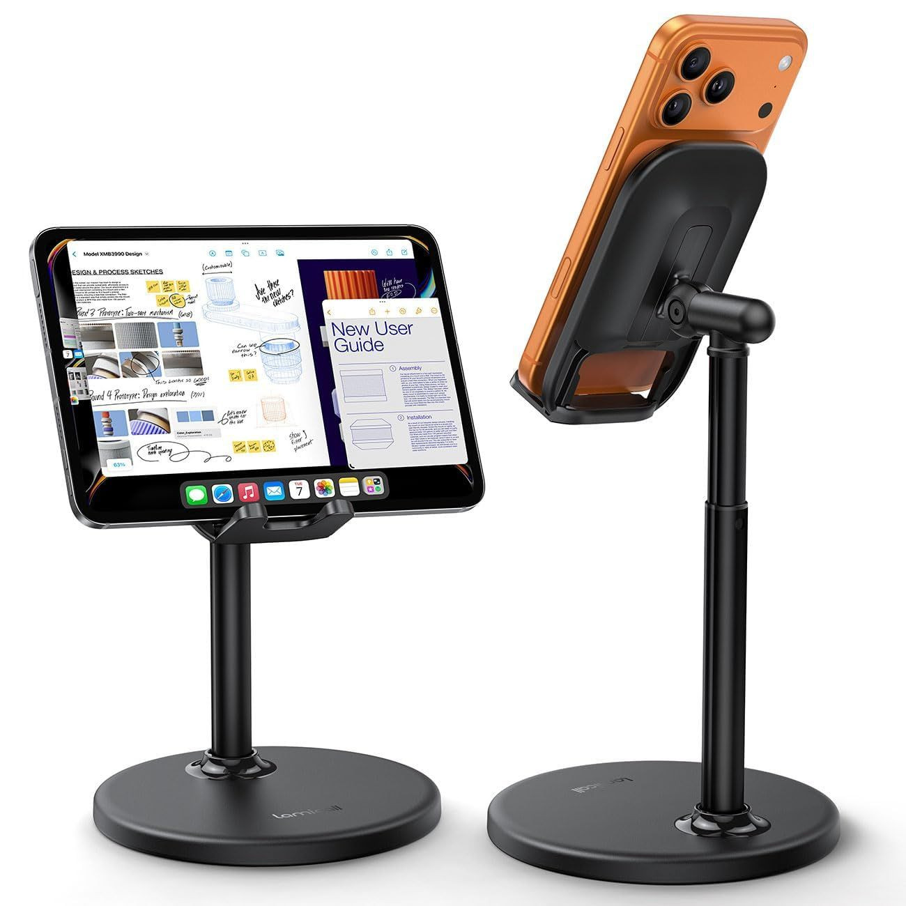 Lamicall Cell Phone Stand for Desk - [Height Angle] Adjustable Sturdy Black