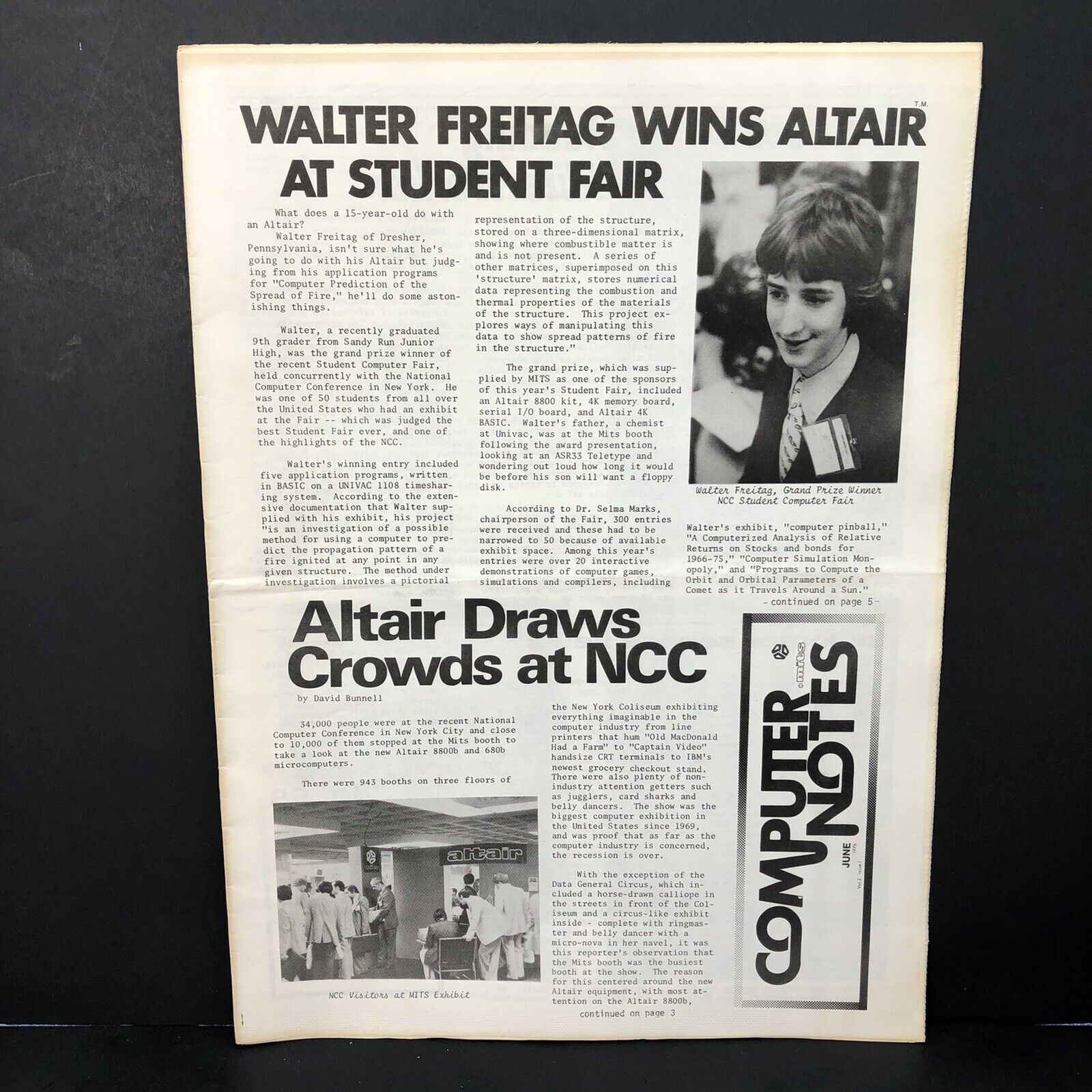 Vintage Computer Notes Newsletter Altair MITS Jun 1976 Vol.2 Issue 1 