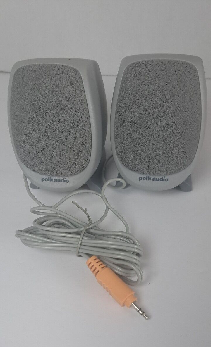 Vintage Polk Audio Speakers HIPS Computer PC Wired Left Right Set Desktop Used