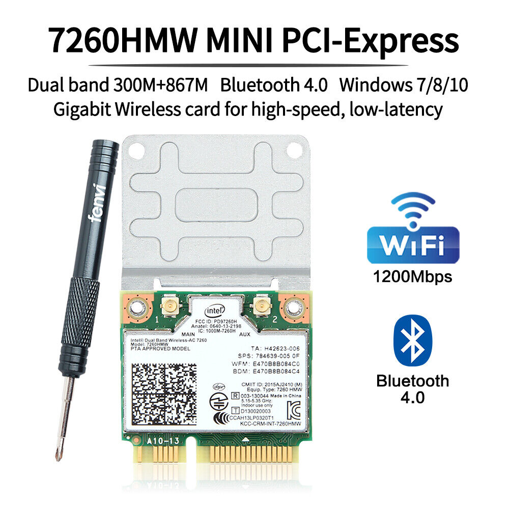 Intel 7260HMW Mini PCI-E WiFi Bluetooth Card Wireless-AC Dual Band Wireless Card