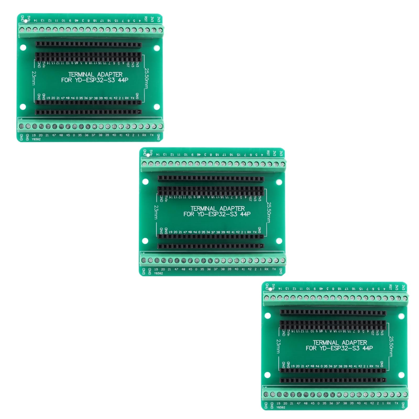 3pcs ESP32-S3-44Pin Expansion Module 44-Pin Breakout Board Green 3.3V I/O Com...