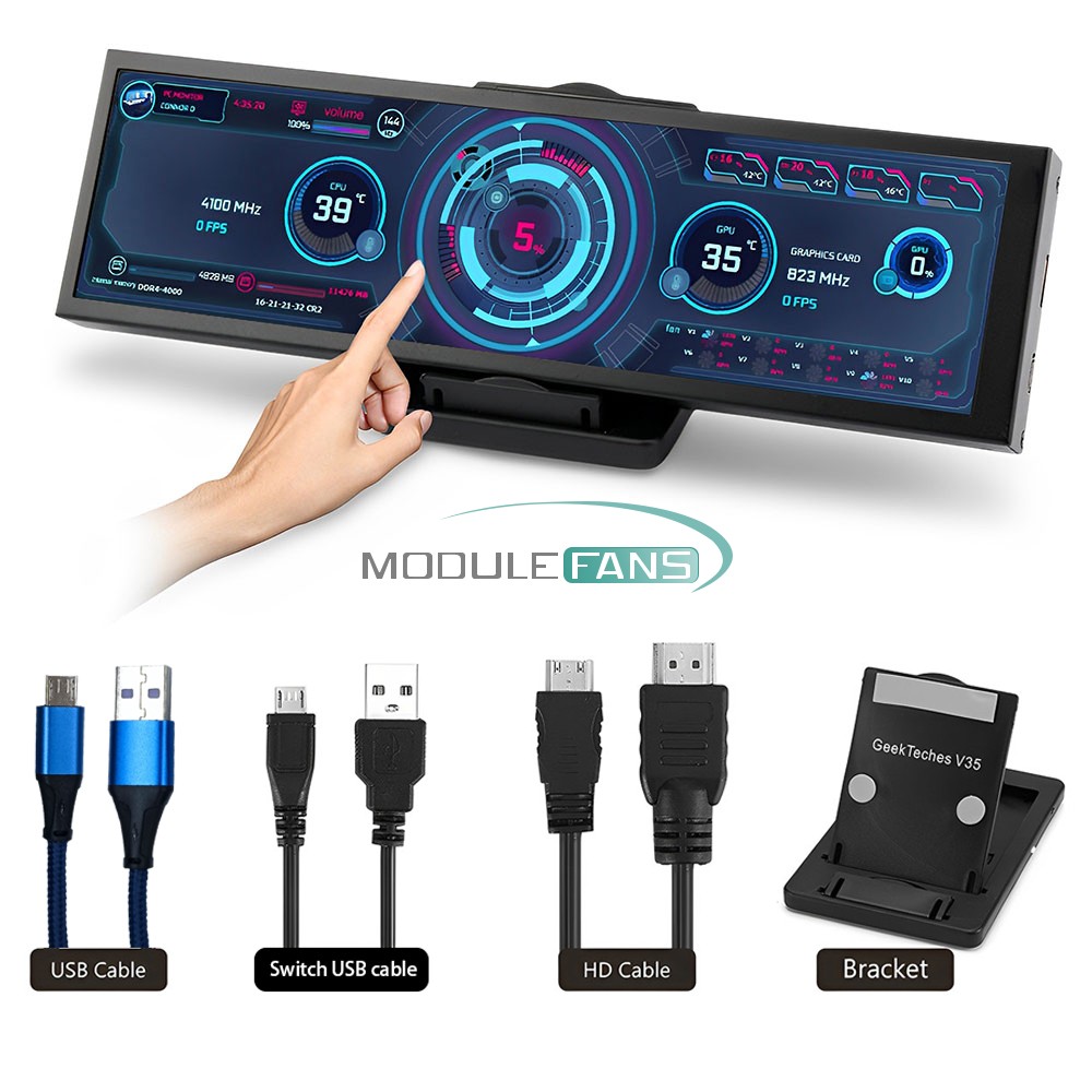 8.8 inch TFT LCD Screen 1920*480 USB-HDMI Sub-Display Monitor for Computer Car