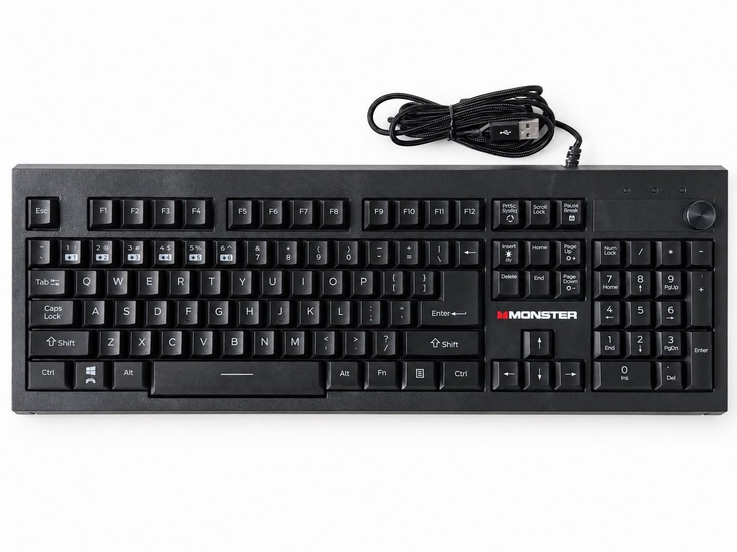 MONSTER Wired USB Gaming Keyboard Black Detachable Wrist Rest QWERTY EN
