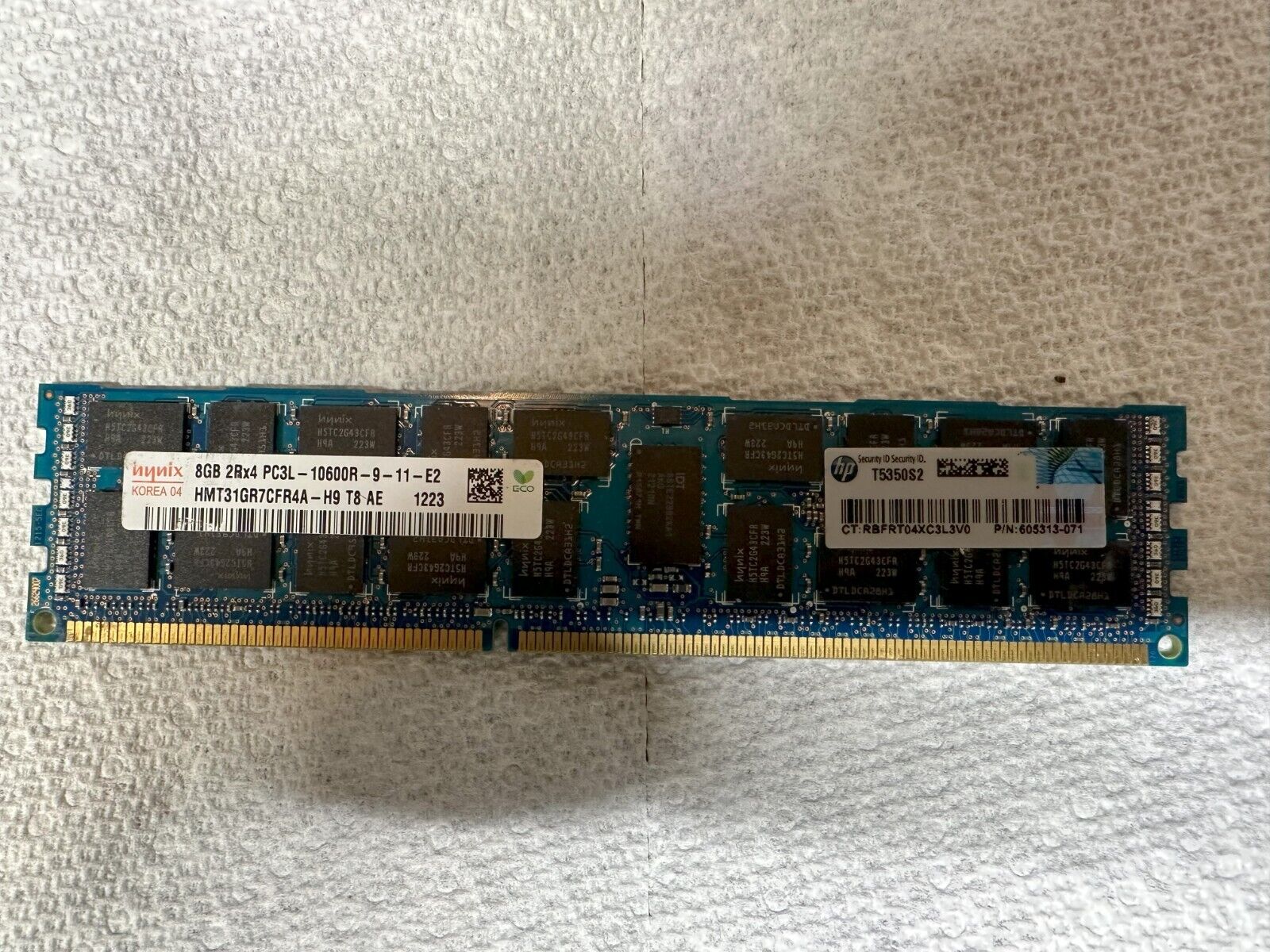 HP (HYNIX) 605313-071 8GB 2Rx4 DDR3 PC3L-10600R 1333MHz 1.35V REG MEMORY RAM
