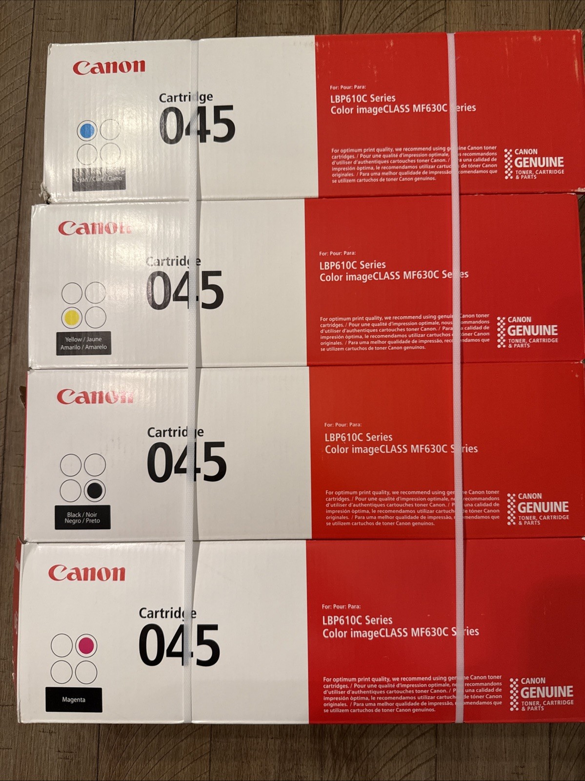Genuine Canon 045 Toner Set 4 Pack CMYK OEM for MF632Cdw MF634Cdw New- Open Box