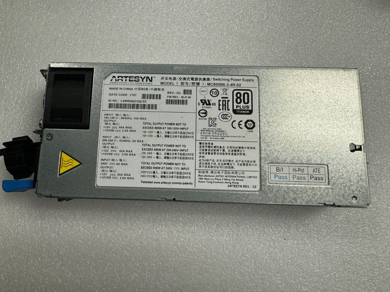 Artesyn MC800B6-3-4R-02 80 Plus Titanium 800W Switching Power Supply Tested
